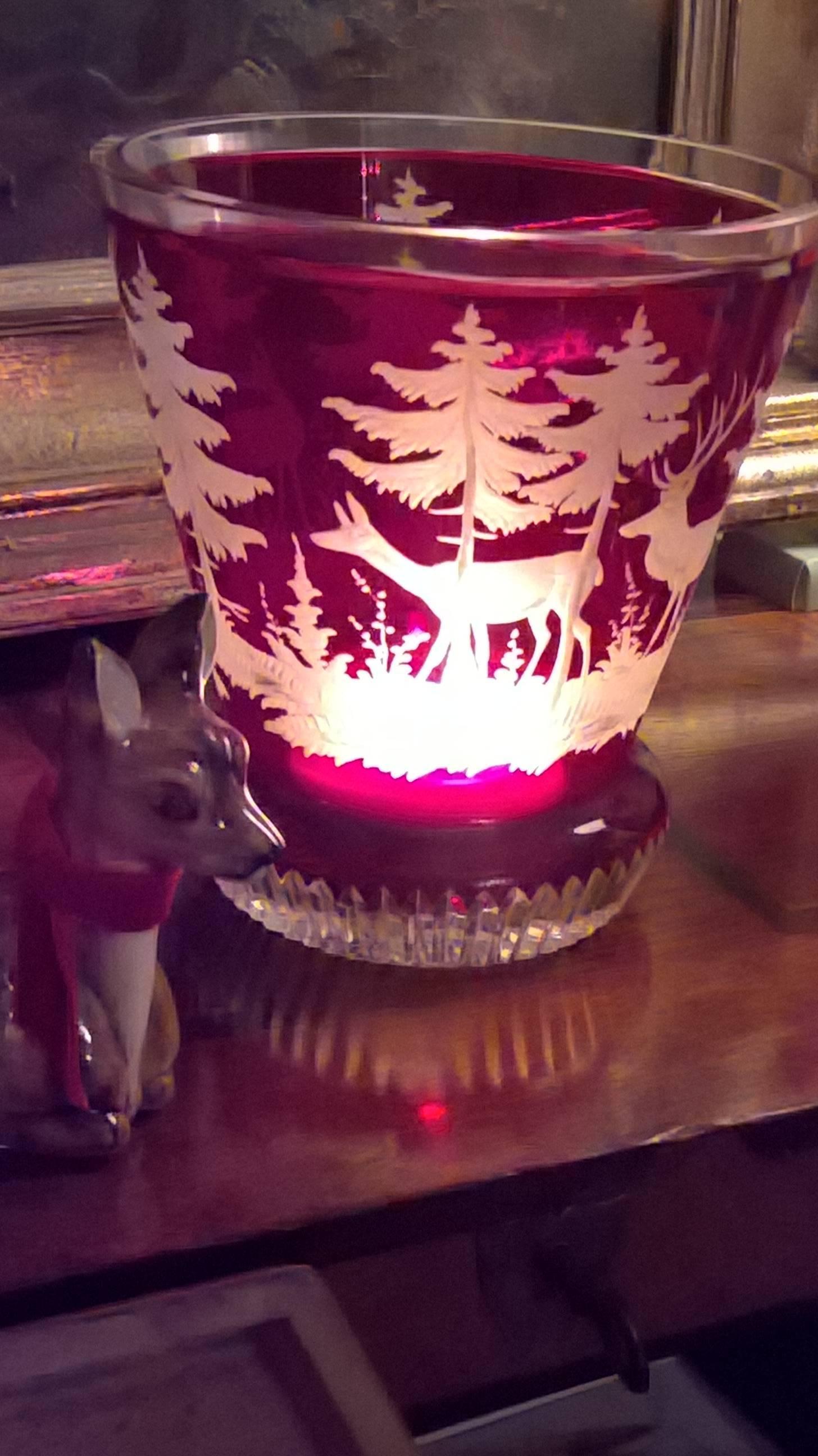 XXI secolo e contemporaneo Black Forest Crystal Laterne Greene & Greene Hunting Scene Sofina Boutique Kitzbuehel in vendita