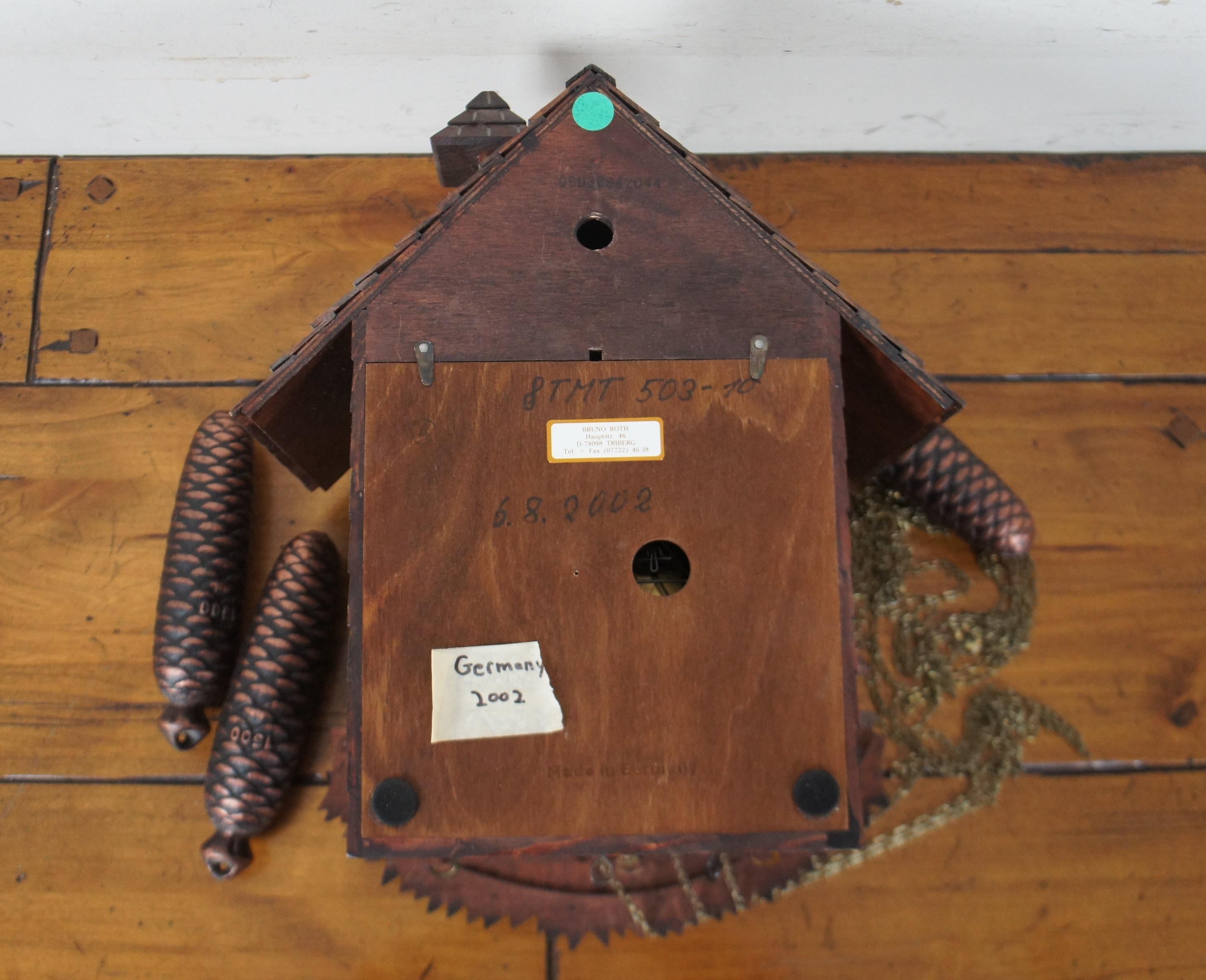 Hardwood Black Forest Cuckoo Clock Edelweiss Fröhliche Wanderer German Swiss