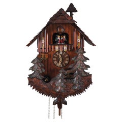Black Forest Cuckoo Clock Edelweiss Fröhliche Wanderer German Swiss