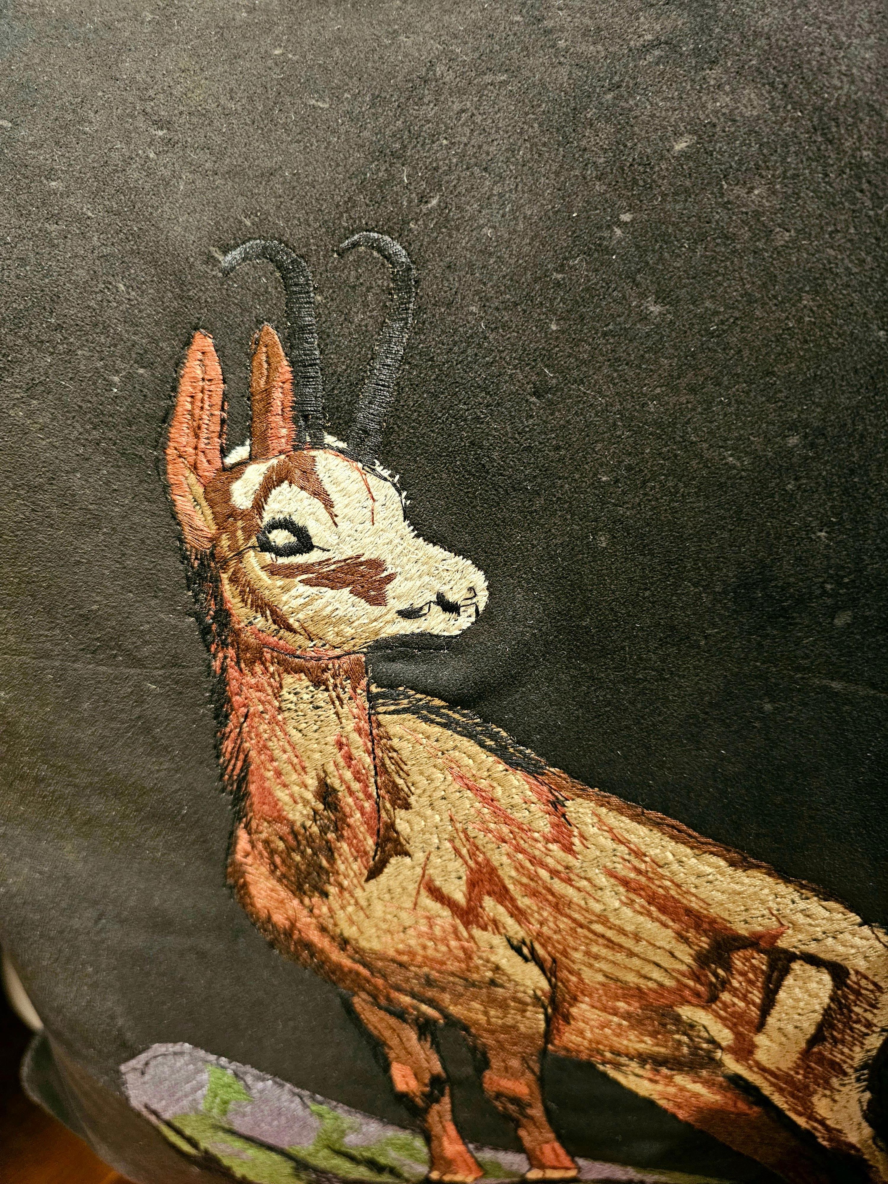 Hand-Crafted Black Forest Cushion Deer Leather Stitched Sofina Boutique Kitzbuehel For Sale