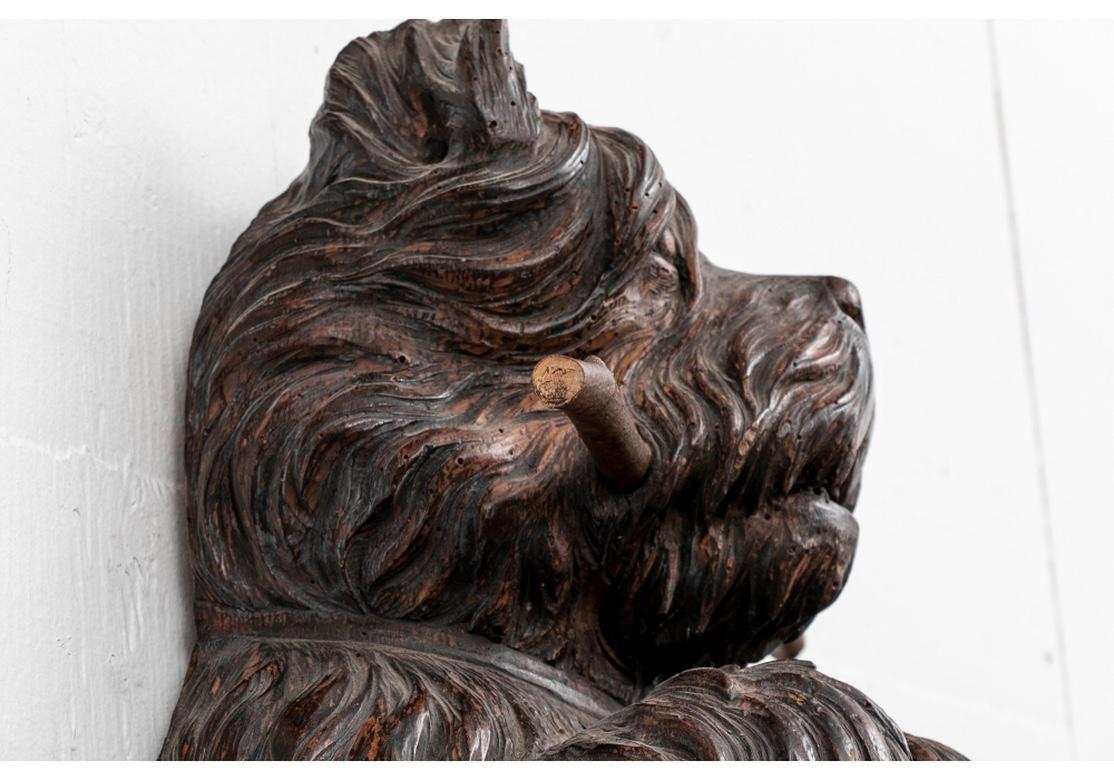 Hand-Carved Black Forest Dog Figure Coat/ Hat Rack 