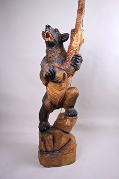 Black Forest Floor Lamp Hand-Carved, Germany, circa 1940