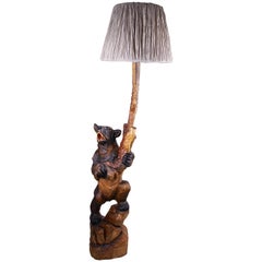 Black Forest Floor Lamp Hand-Carved, Germany, circa 1940