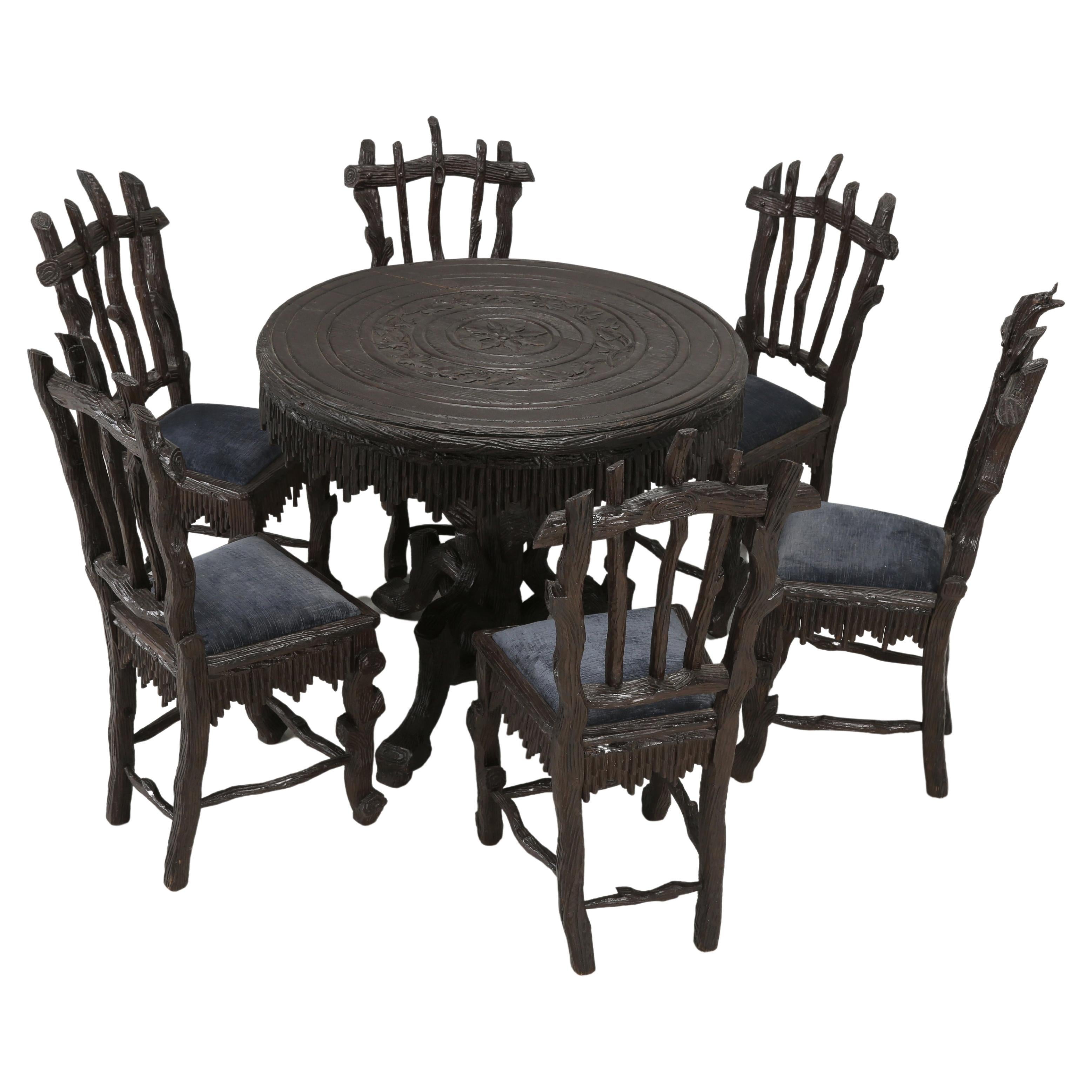 Black Forest Furniture Beautiful Small Dining Table, Game Table Matching Chairs