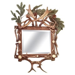 Black Forest German 19th Century Antler Mirror