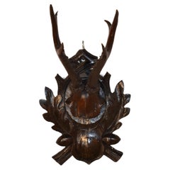 Black Forest Hand Carved Chevreuil Deer Trophy Plaque