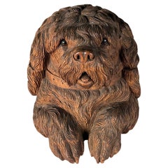 Black Forest Hand-Carved Dog Head Tobacco Jar in the manner of Walter Mader