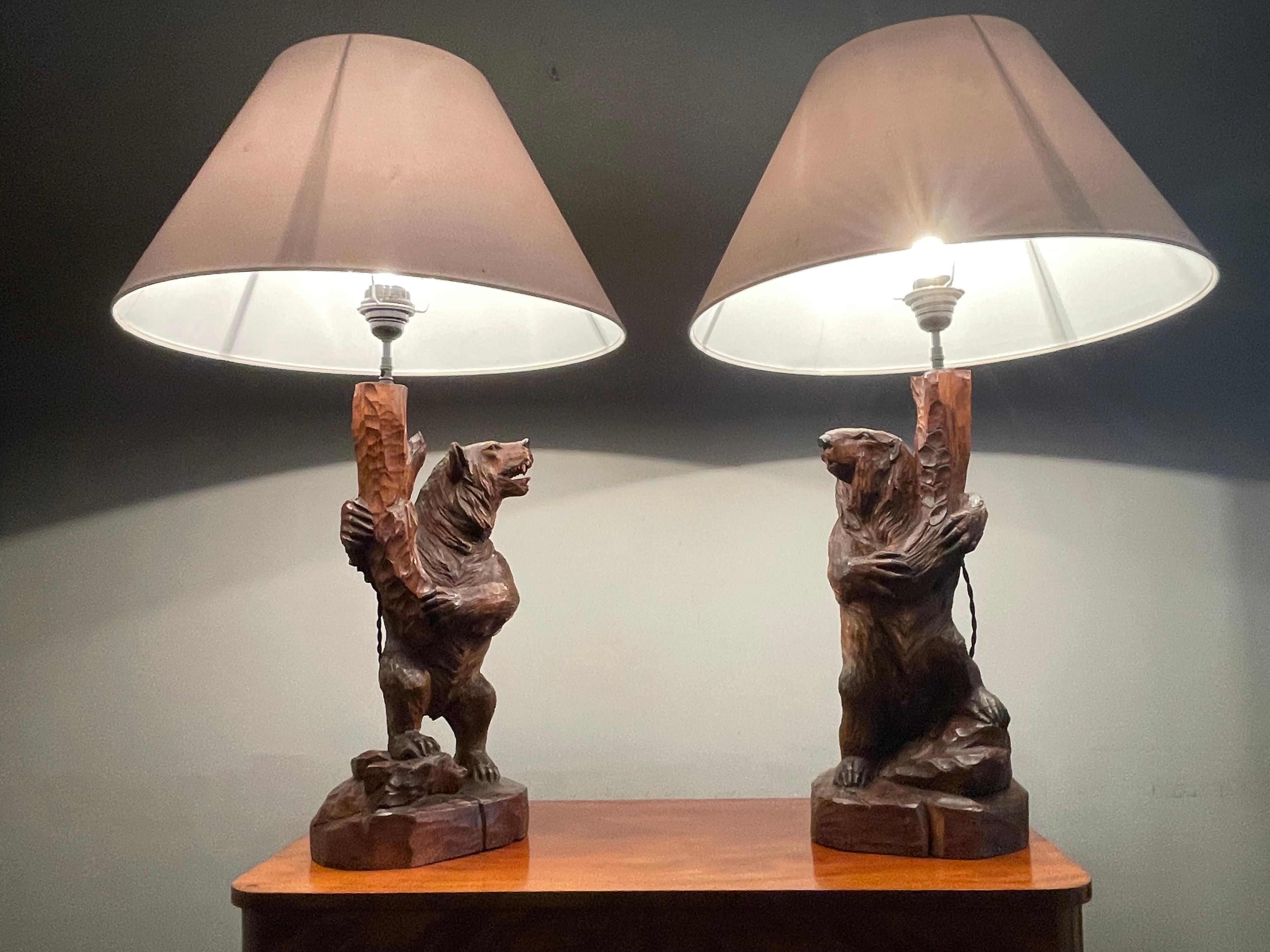 For the collectors of extremely rare Black Forest animal carvings.

With a combined 35+ years of experience in selling Black Forest antiques we have never seen a pair of table lamps and for them to be of this size, only made this find even more