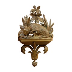 Black Forest Hand Carved Rabbit Walnut Wall Hanging