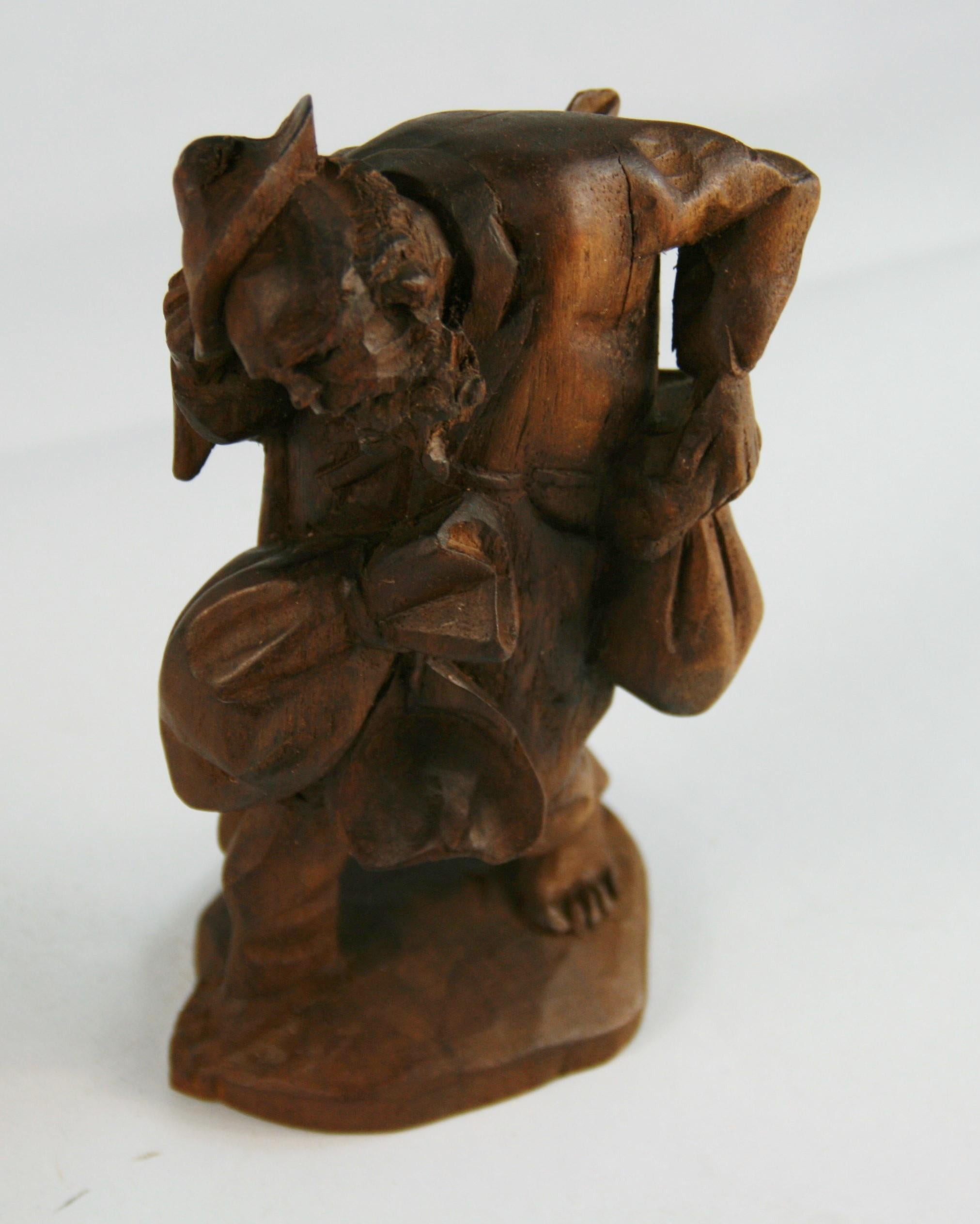 Black Forest Hand Carved Walnut Figural Traveler Sculpture For Sale 9