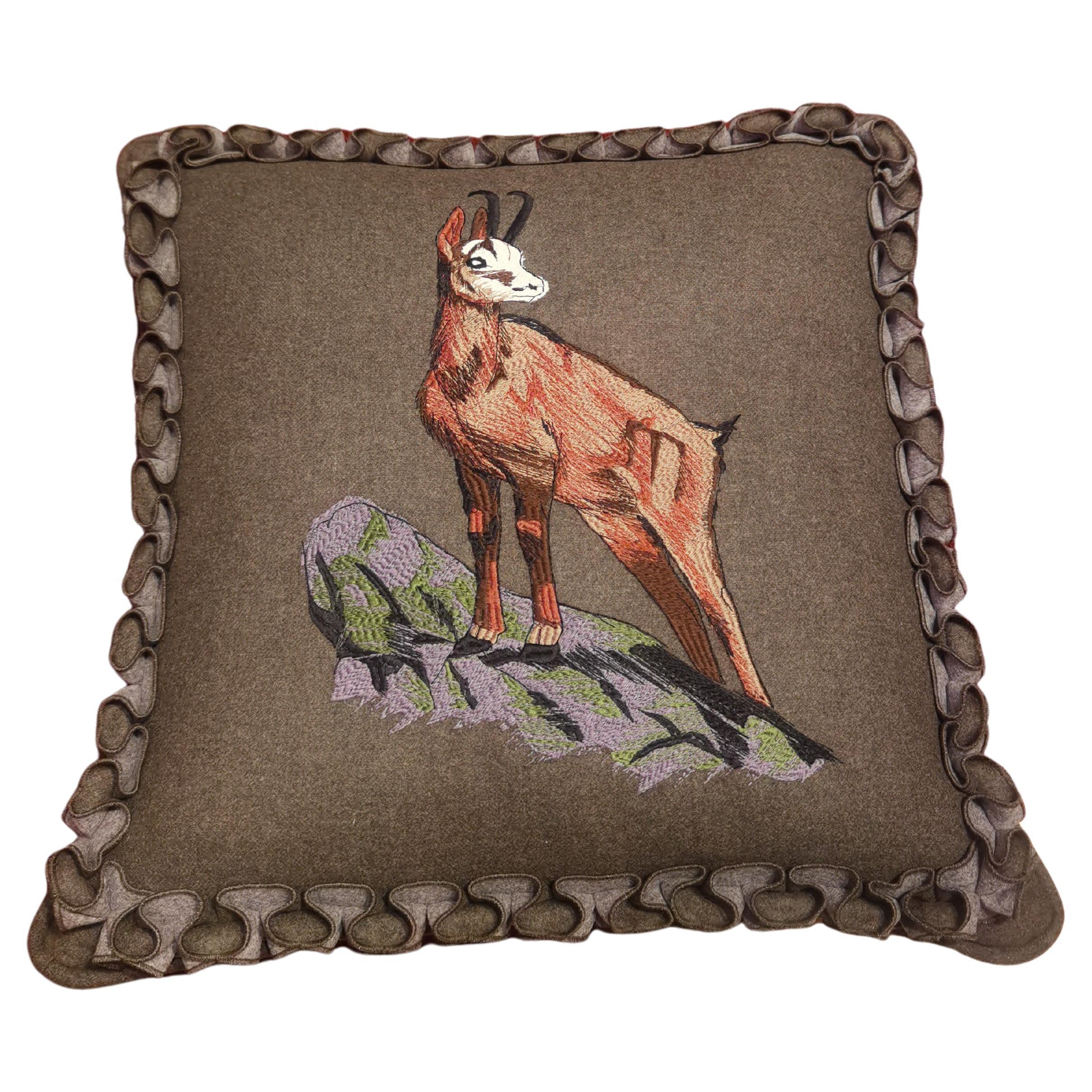 Black Forest Handmade Cushion Hunting Scene Sofina Boutique Kitzbuehel For Sale