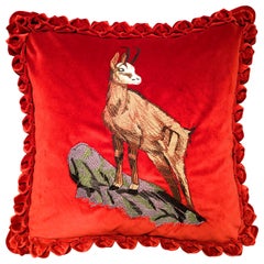 Black Forest Handmade Cushion Velvet Hunting Scene Sofina Boutique Kitzbuehel