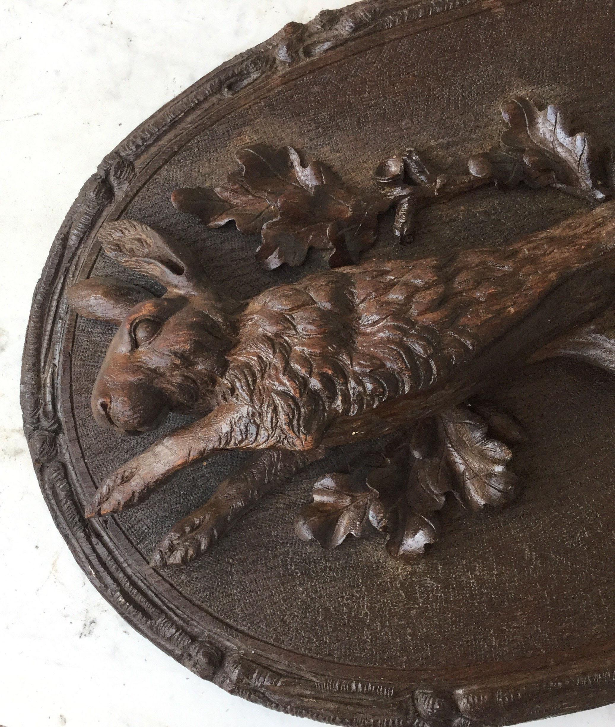 French Black Forest Hare Wall Plaque, circa 1880