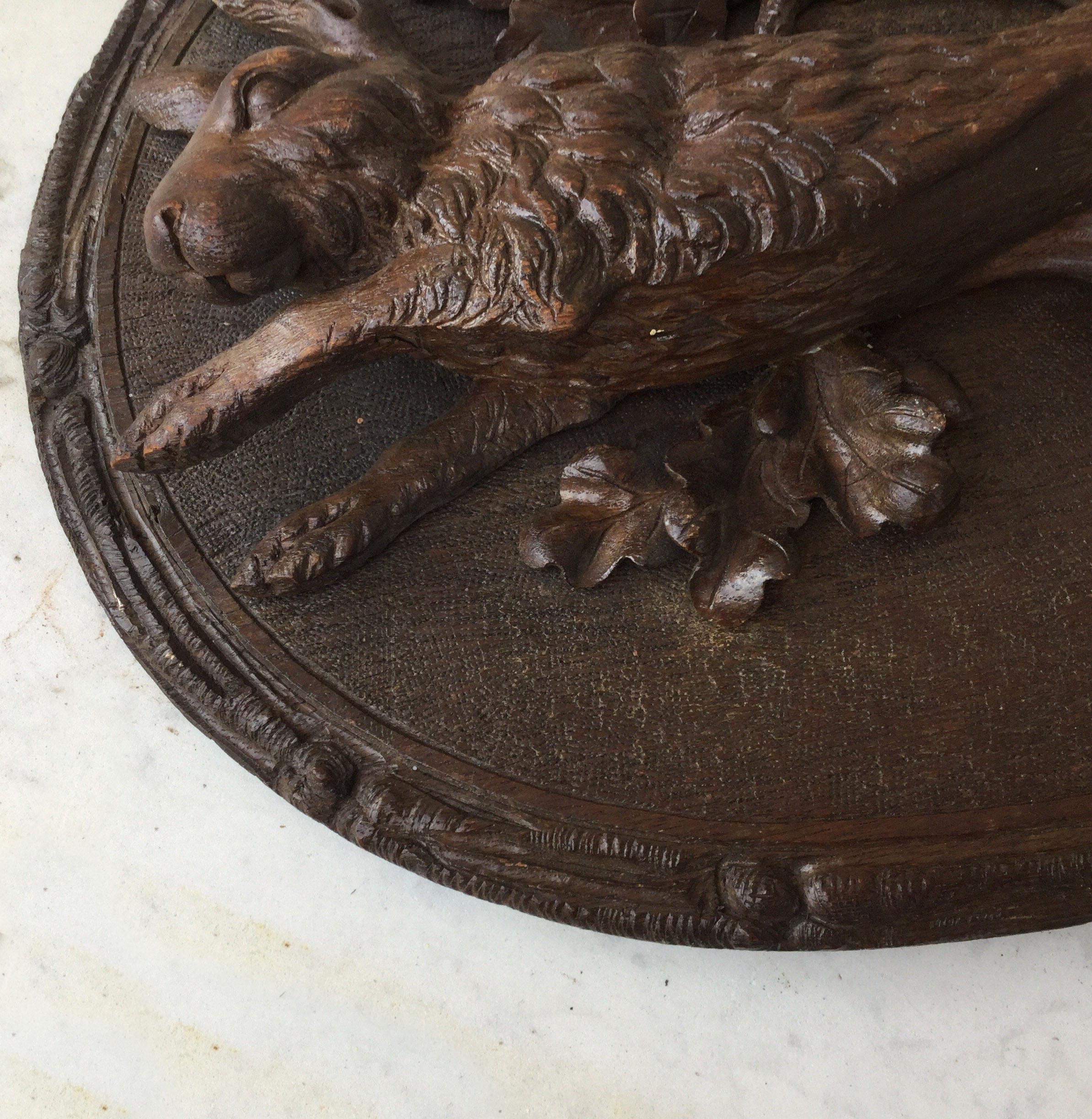 Black Forest Hare Wall Plaque, circa 1880 In Good Condition In Austin, TX