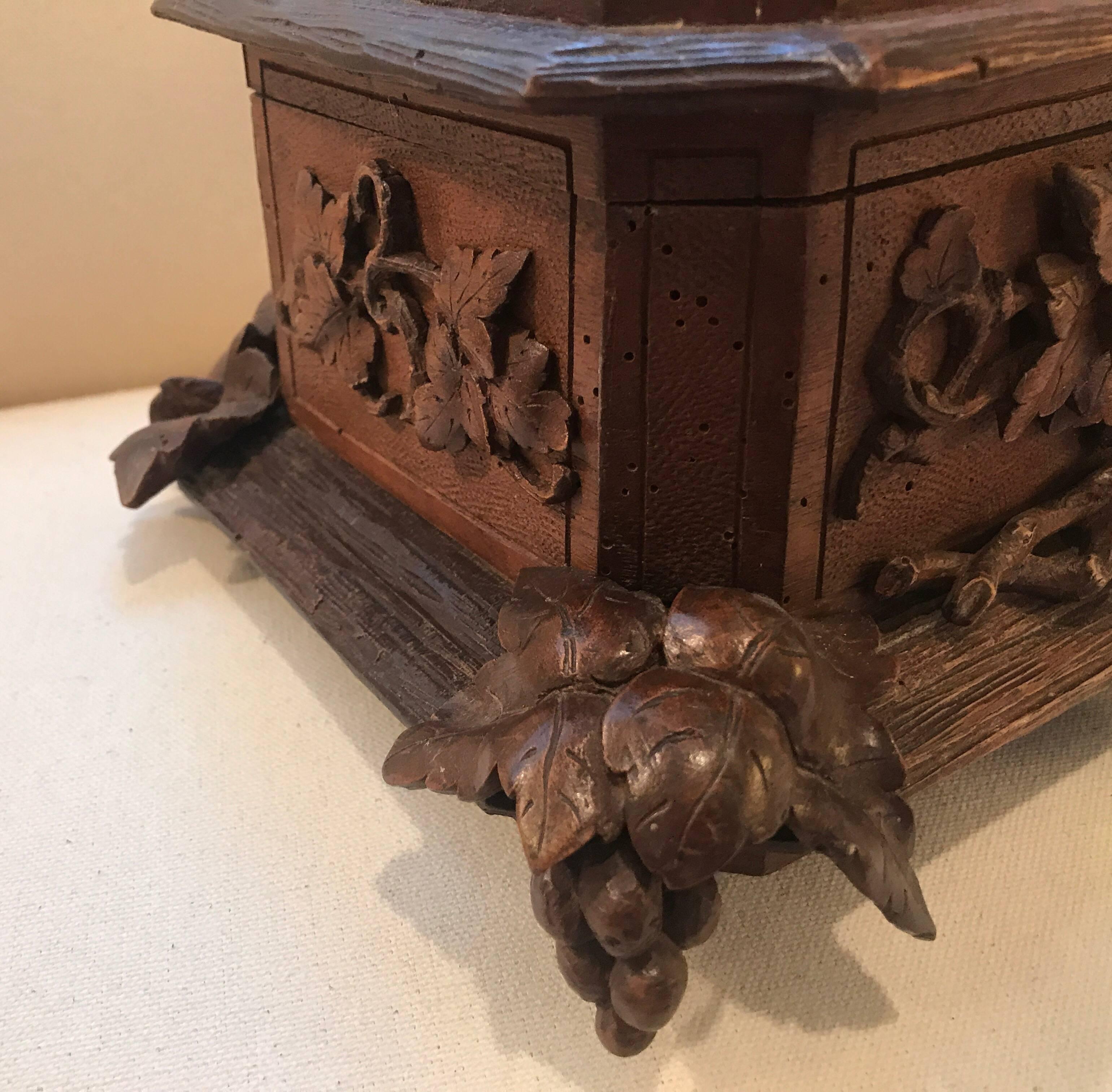 Hand-Carved Black Forest Hinged Table Box