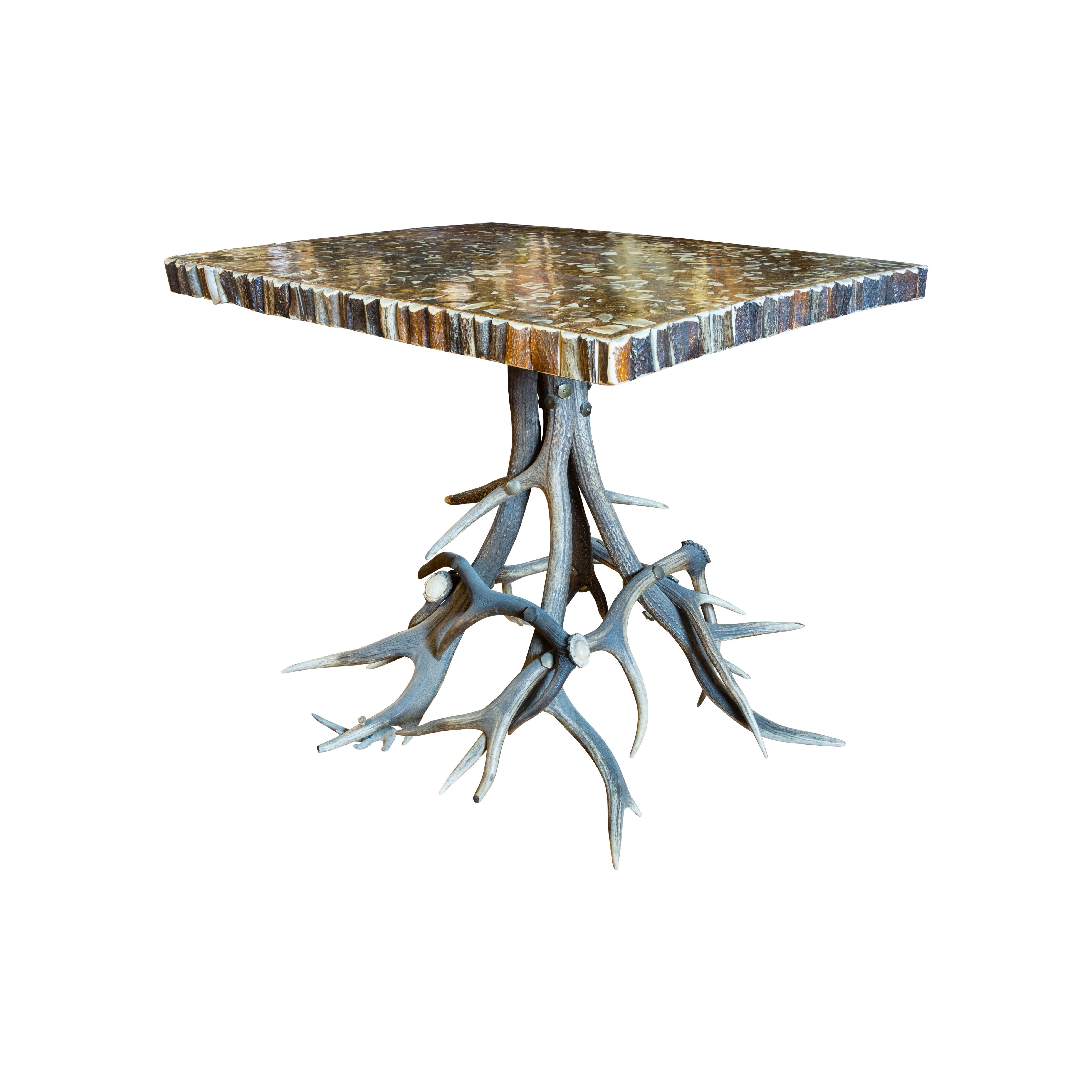Swiss Black Forest Horn Table and Stools For Sale