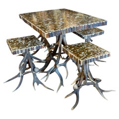 Black Forest Horn Table and Stools