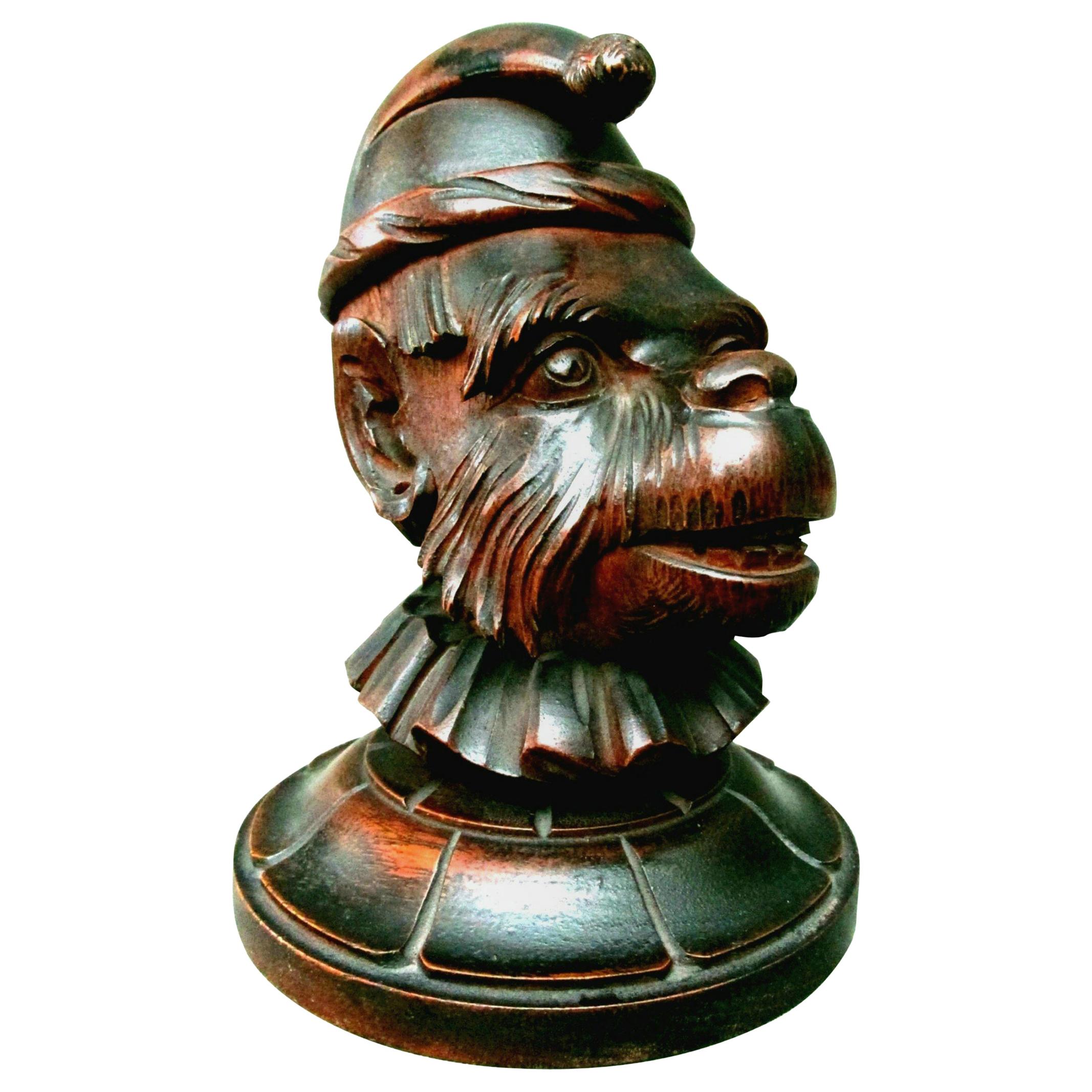 Black Forest Humidor in the Form of a Monkey’s Head, Switzerland, Circa 1920 For Sale