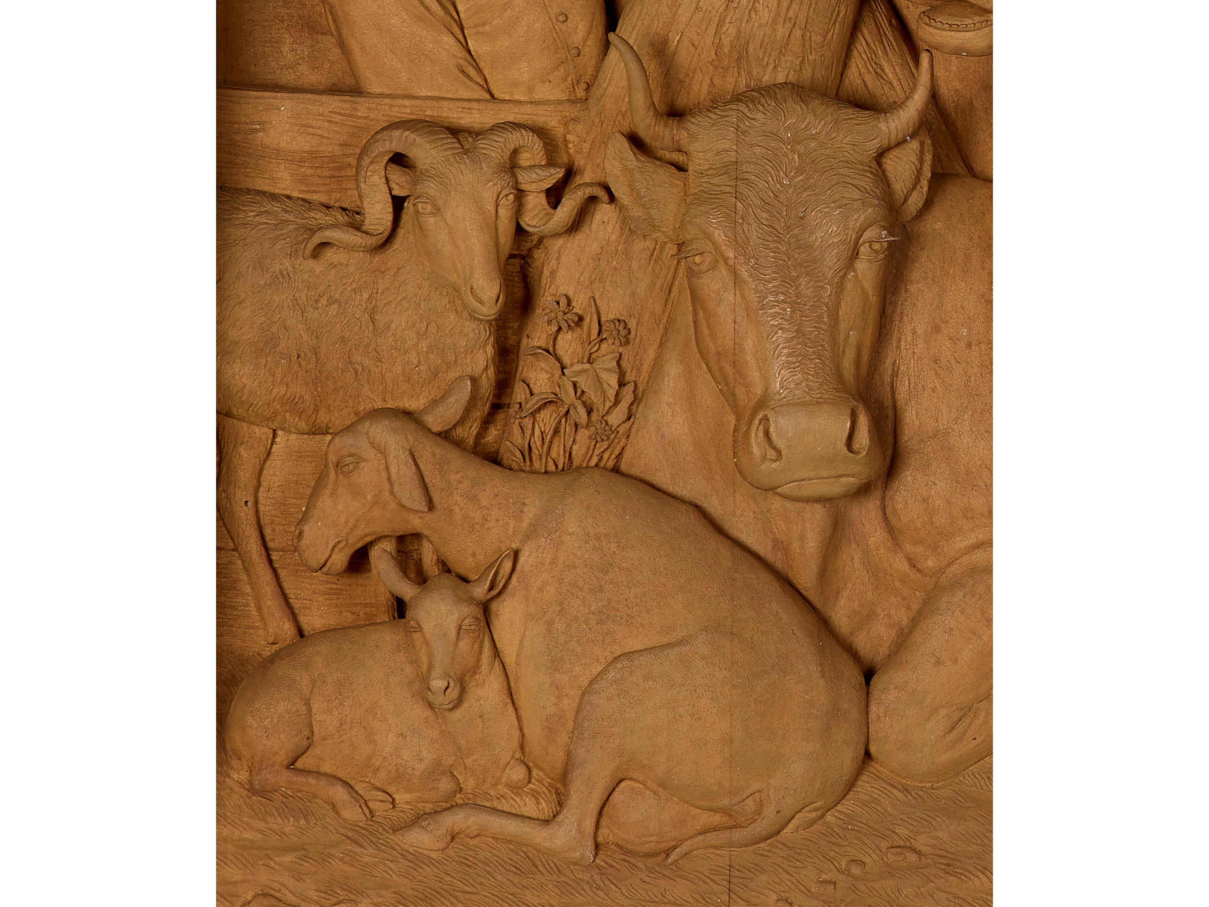Black Forest Black forest limewood carved panel depicting cattle For Sale