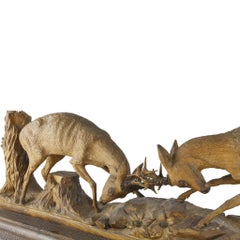 Black Forest Mantle Carving "Antler's Clash"