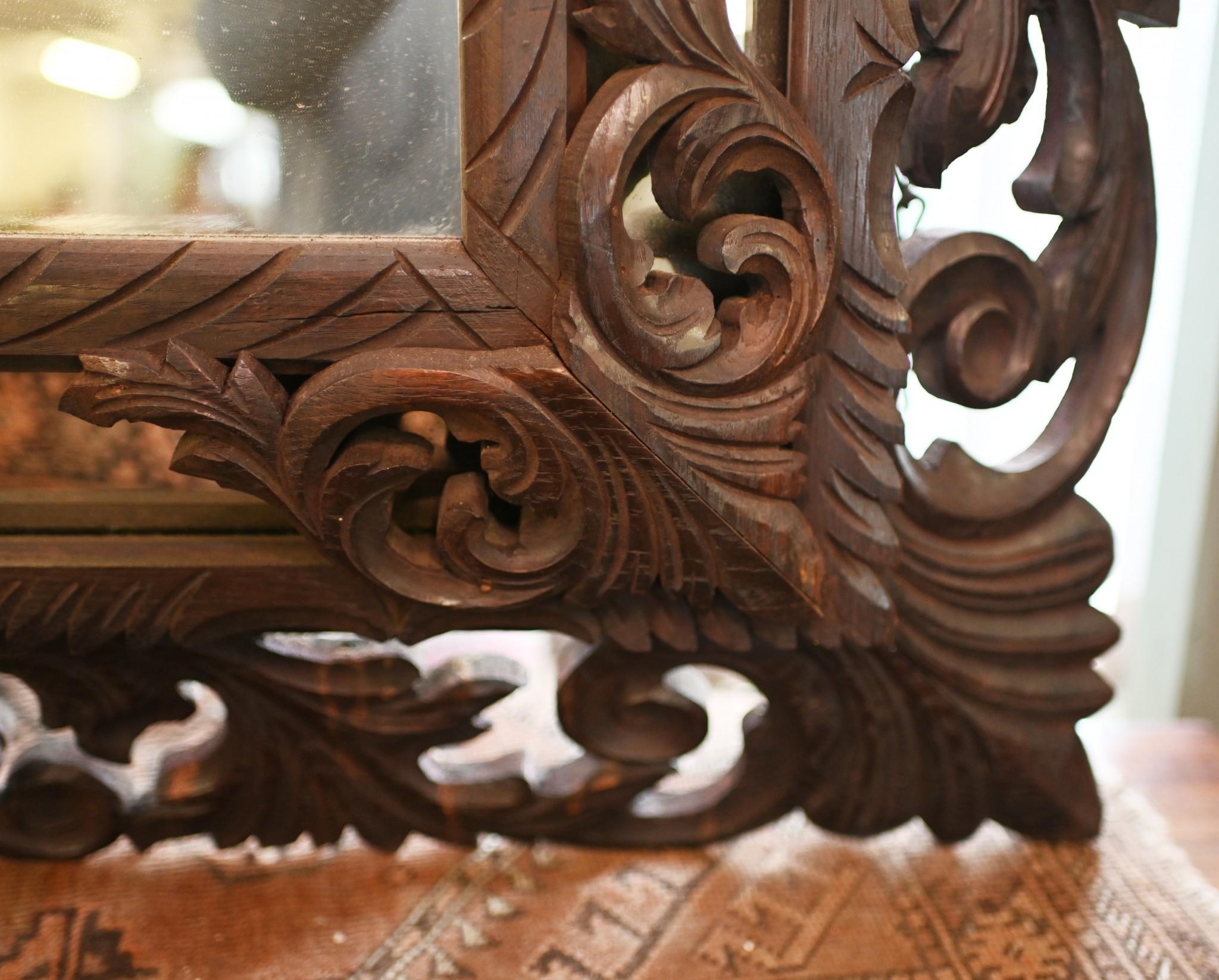 Modern Black Forest Mirror Carved Frame German For Sale