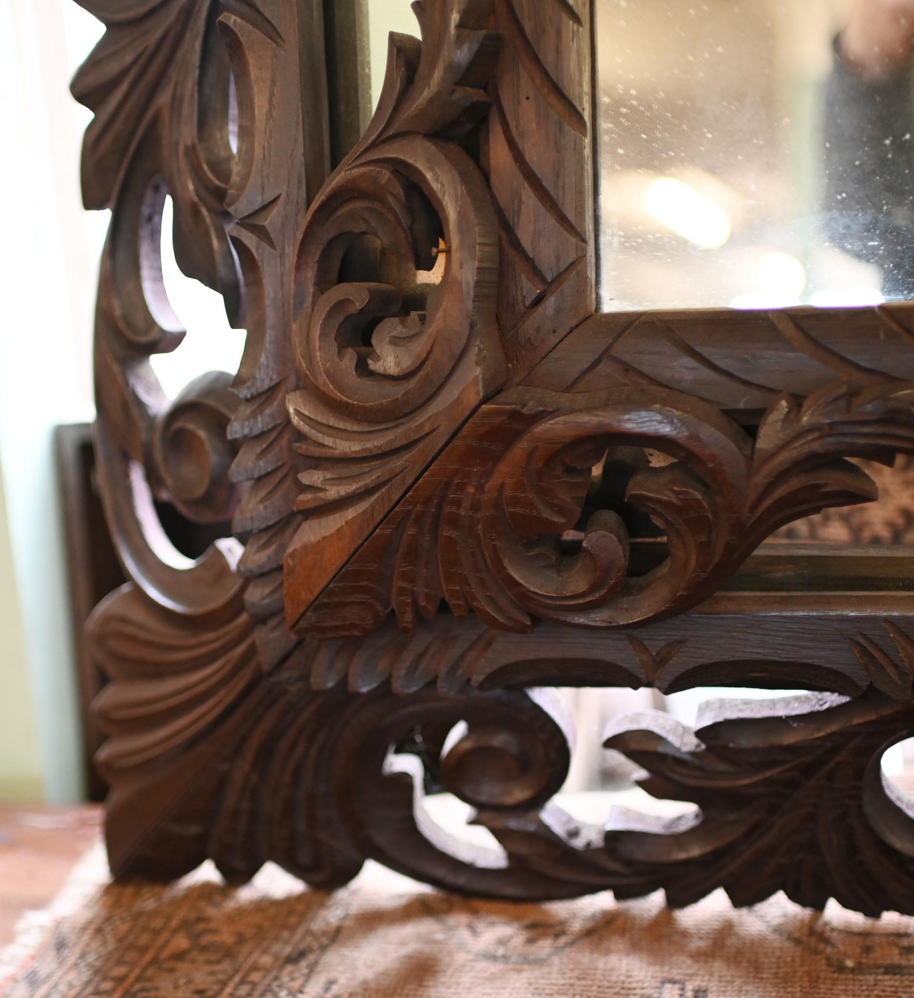 Black Forest Mirror Carved Frame German In Good Condition For Sale In Potters Bar, GB