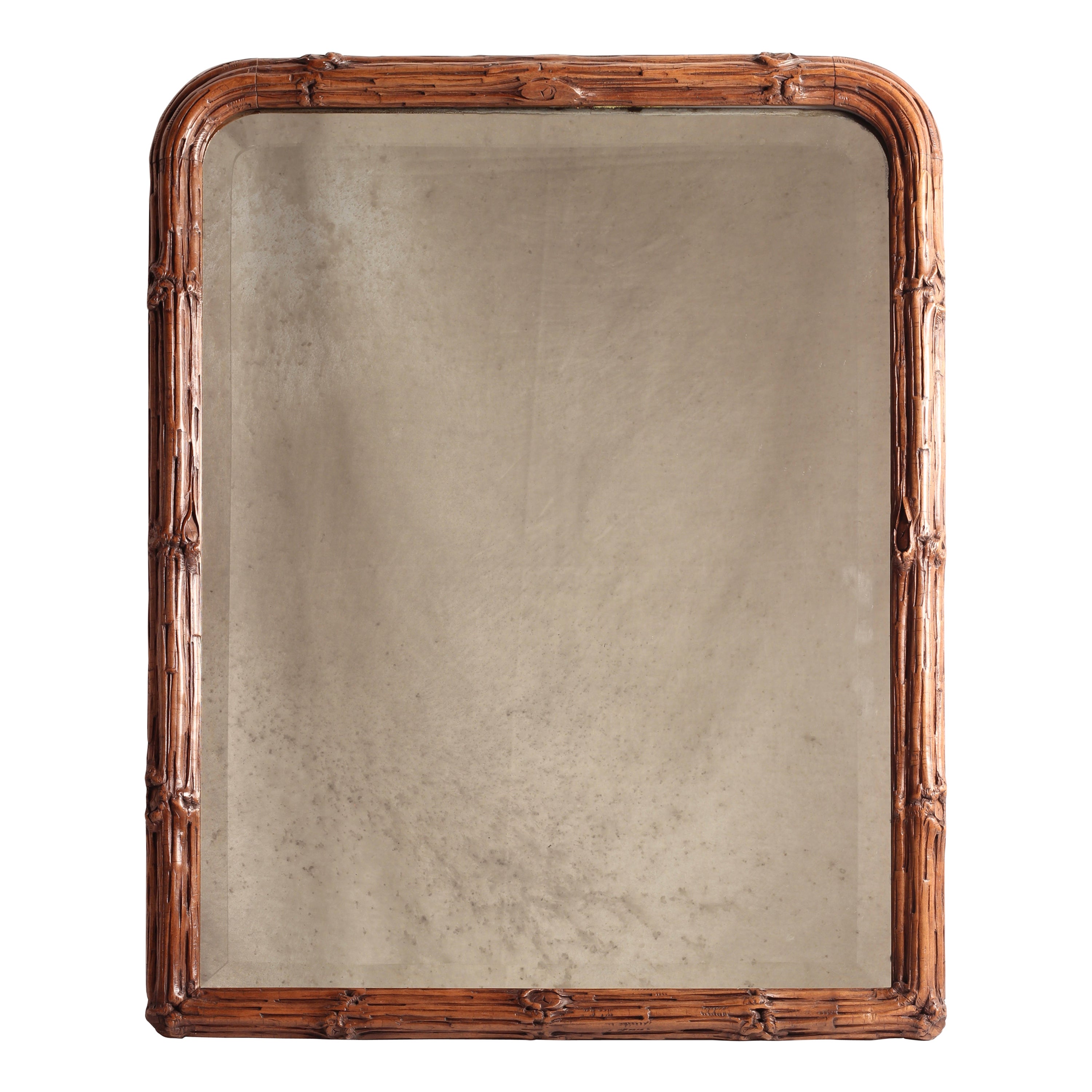 Black Forest Mirror in Lindenwood Hand Carved Tree Branches in the Folk Style