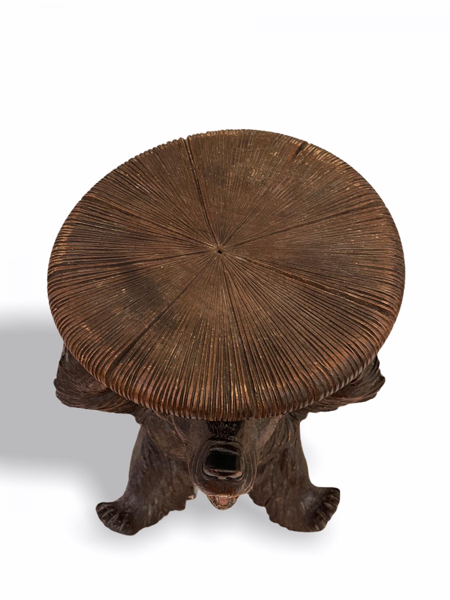 Swiss Black Forest Modeled Bear Piano Stool, Late 20th Century For Sale