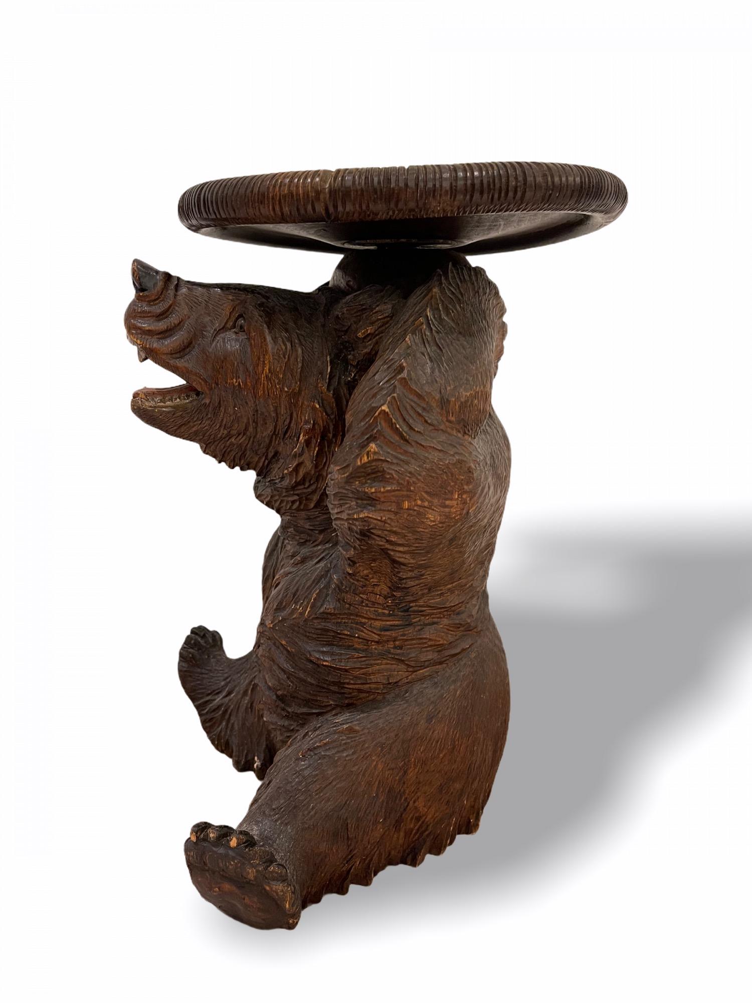 Black Forest Modeled Bear Piano Stool, Late 20th Century In Distressed Condition For Sale In North Miami, FL