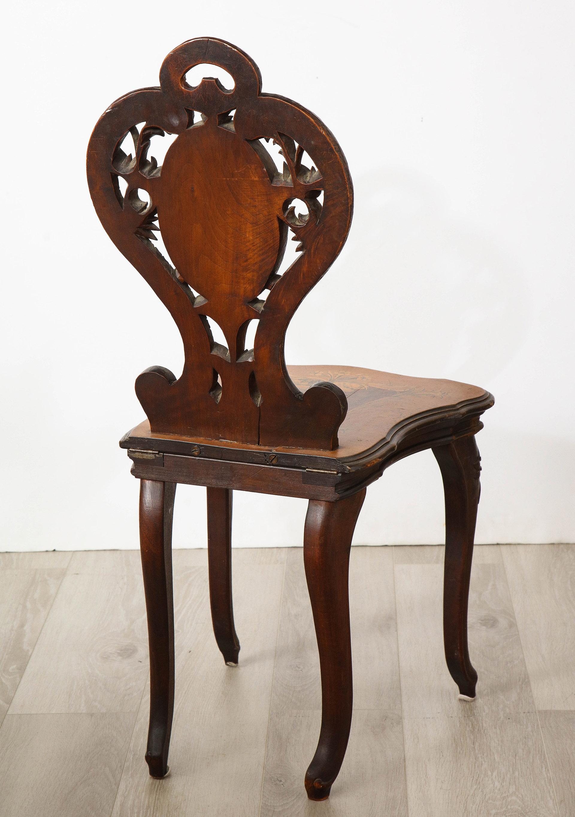 Inlay Black Forest Music Chair For Sale