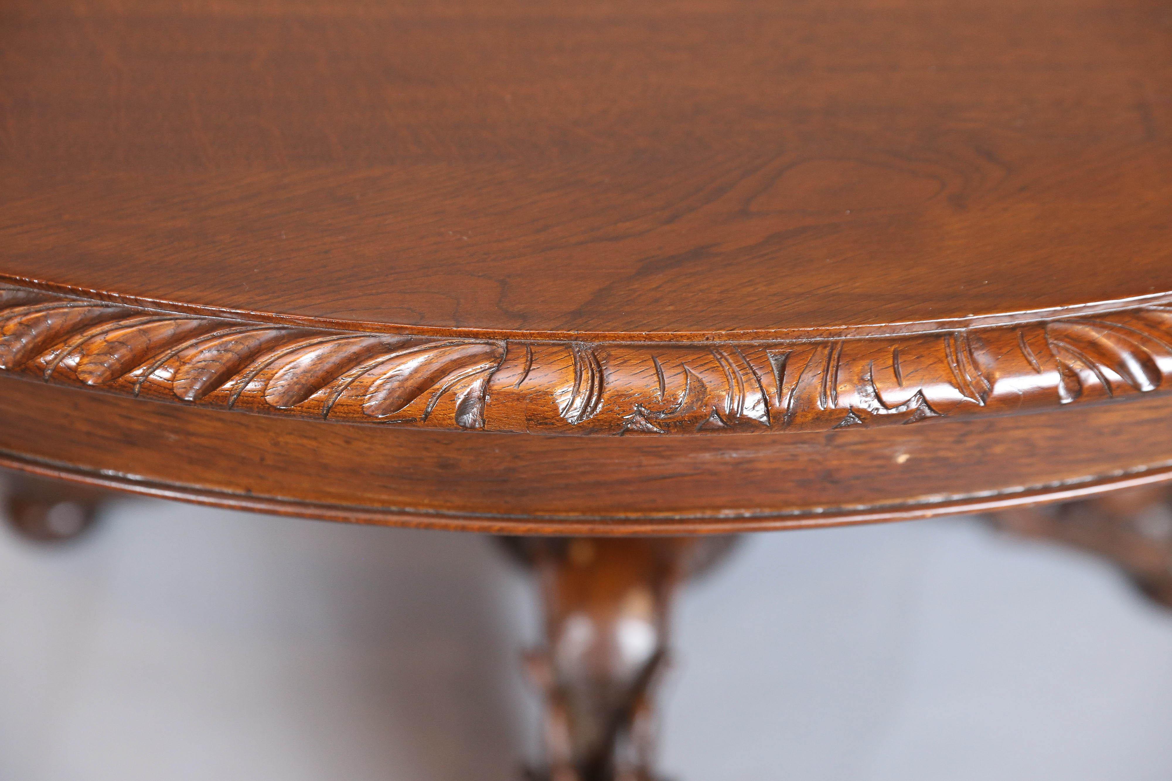 Black Forest Oak and Walnut Oval Centre Table with Carved Animals For Sale 4