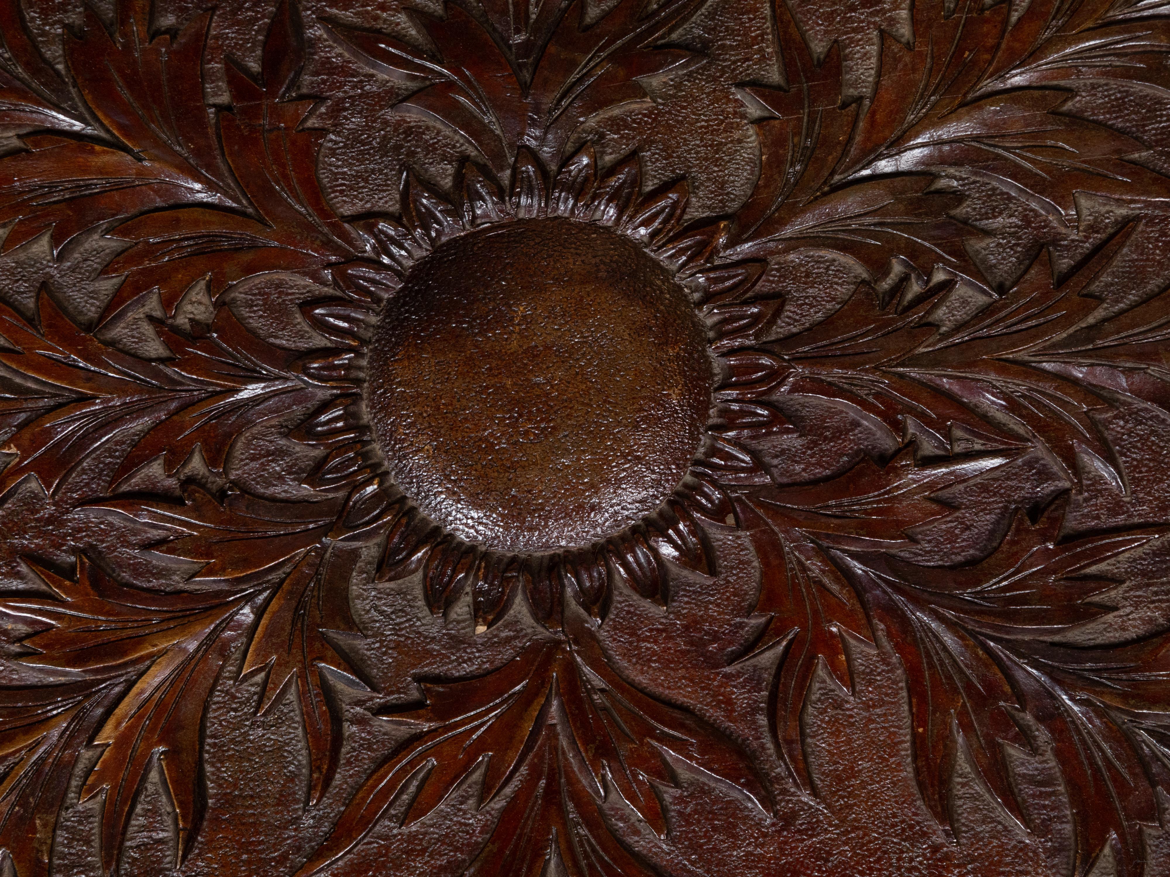 19th Century Black Forest Oak Tray with Foliate Carving and Branch Handles, circa 1880 For Sale