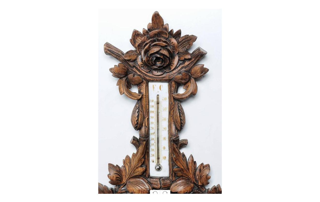 German Black Forest Old Barometer and Thermometer Like a Wall Sculpture