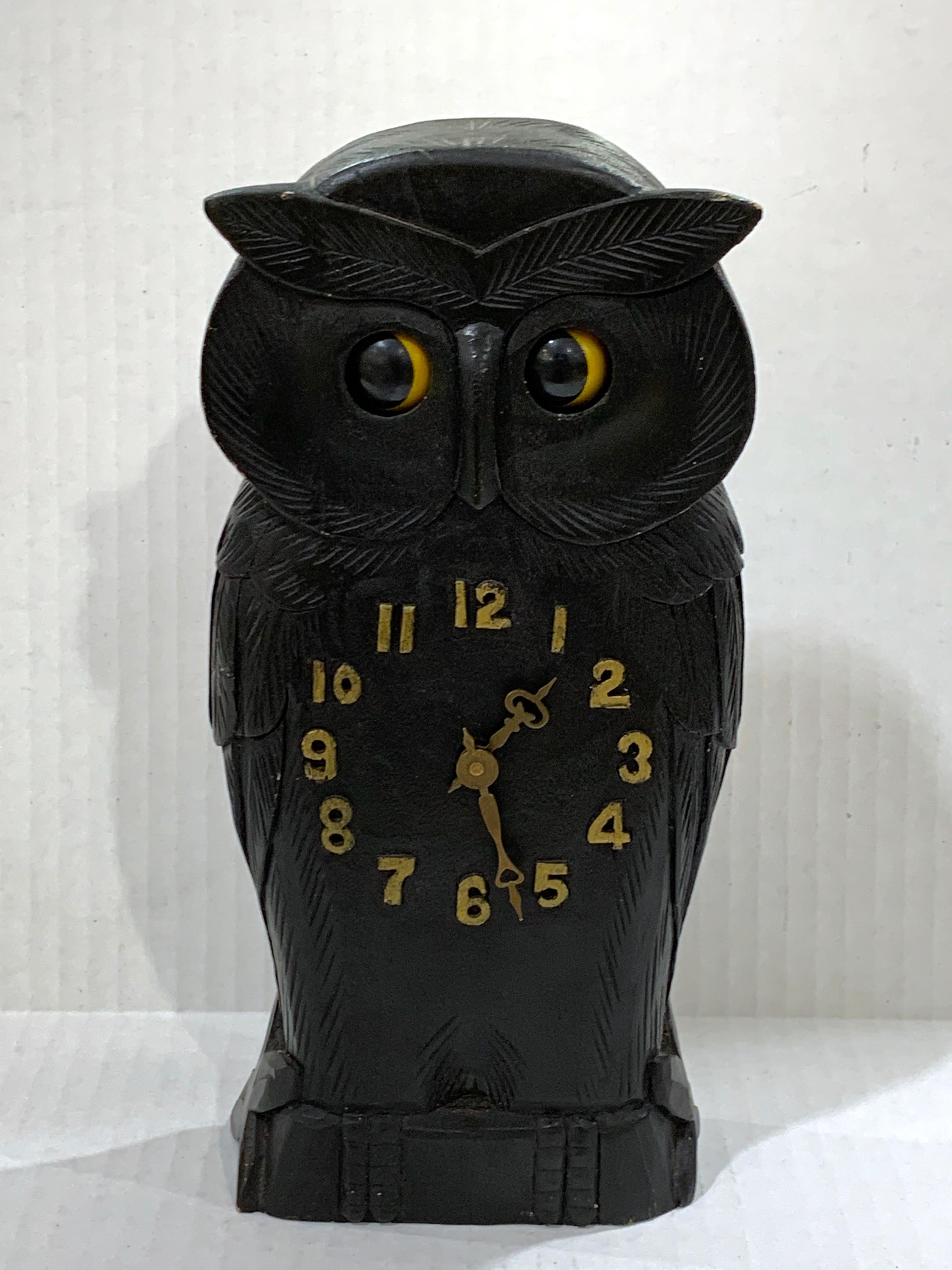 Black Forest Owl Clock, with Moving Eyes 1