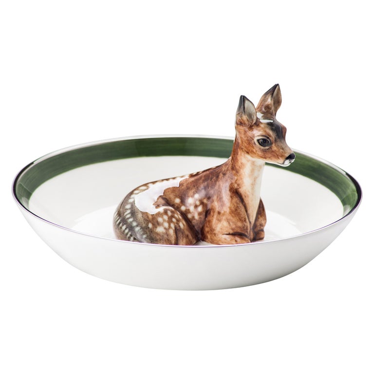 Black Forest Porcelain Bowl with Bambi Figure Sofina Boutique Kitzbuehel For Sale
