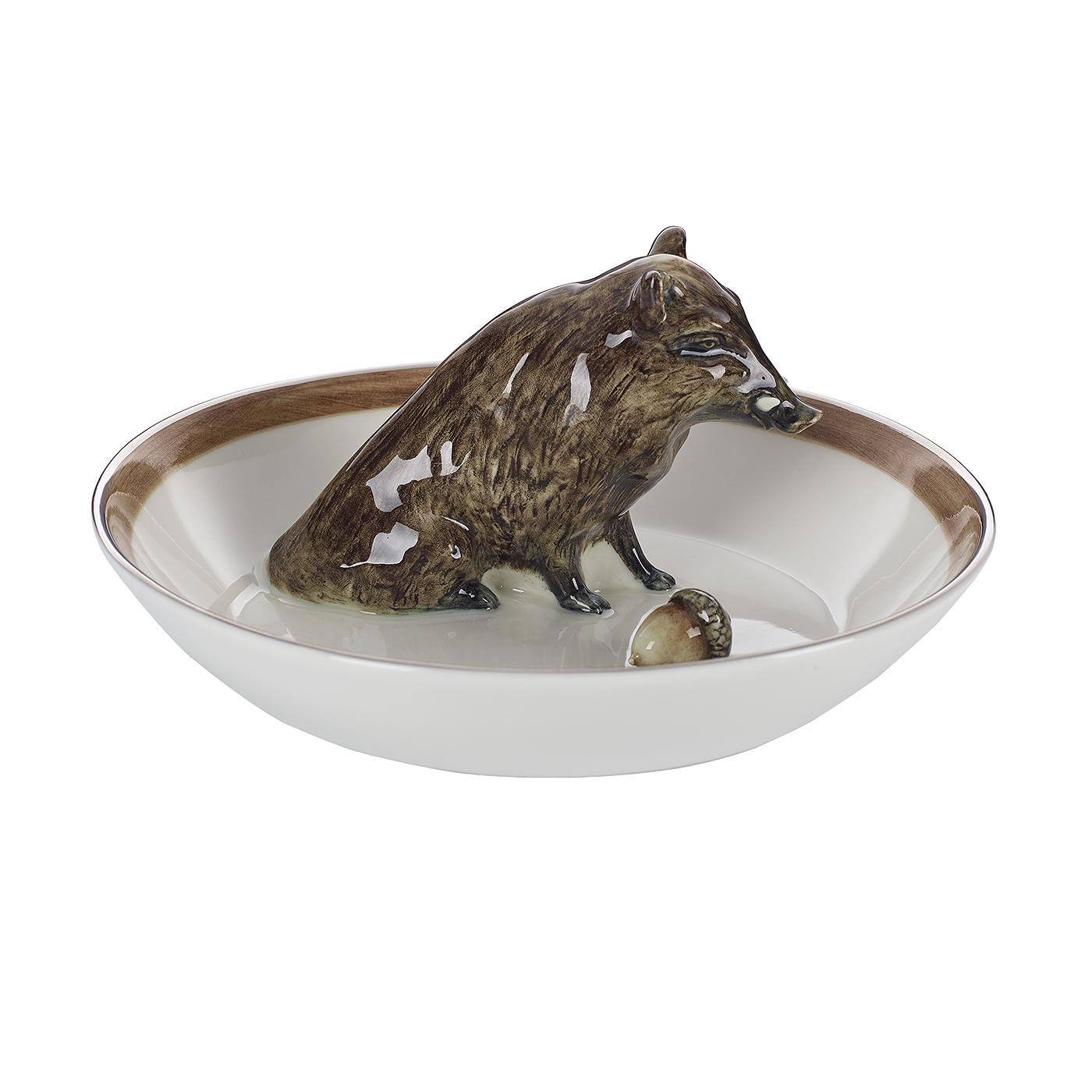 German Black Forest Porcelain Bowl with Wild Boar Figure Sofina Boutique Kitzbuehel For Sale