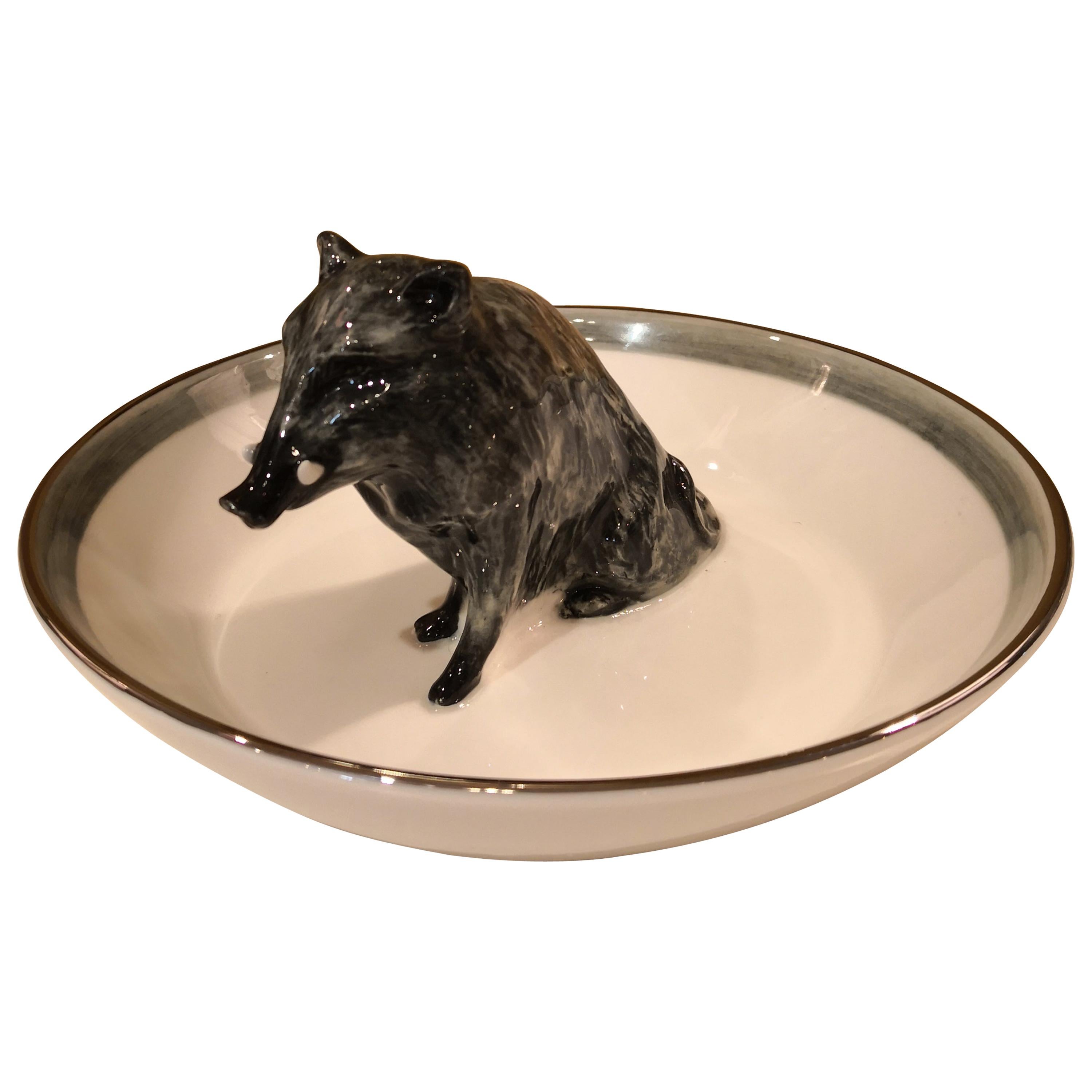 Black Forest Porcelain Bowl with Wild Boar Figure Sofina Boutique Kitzbuehel