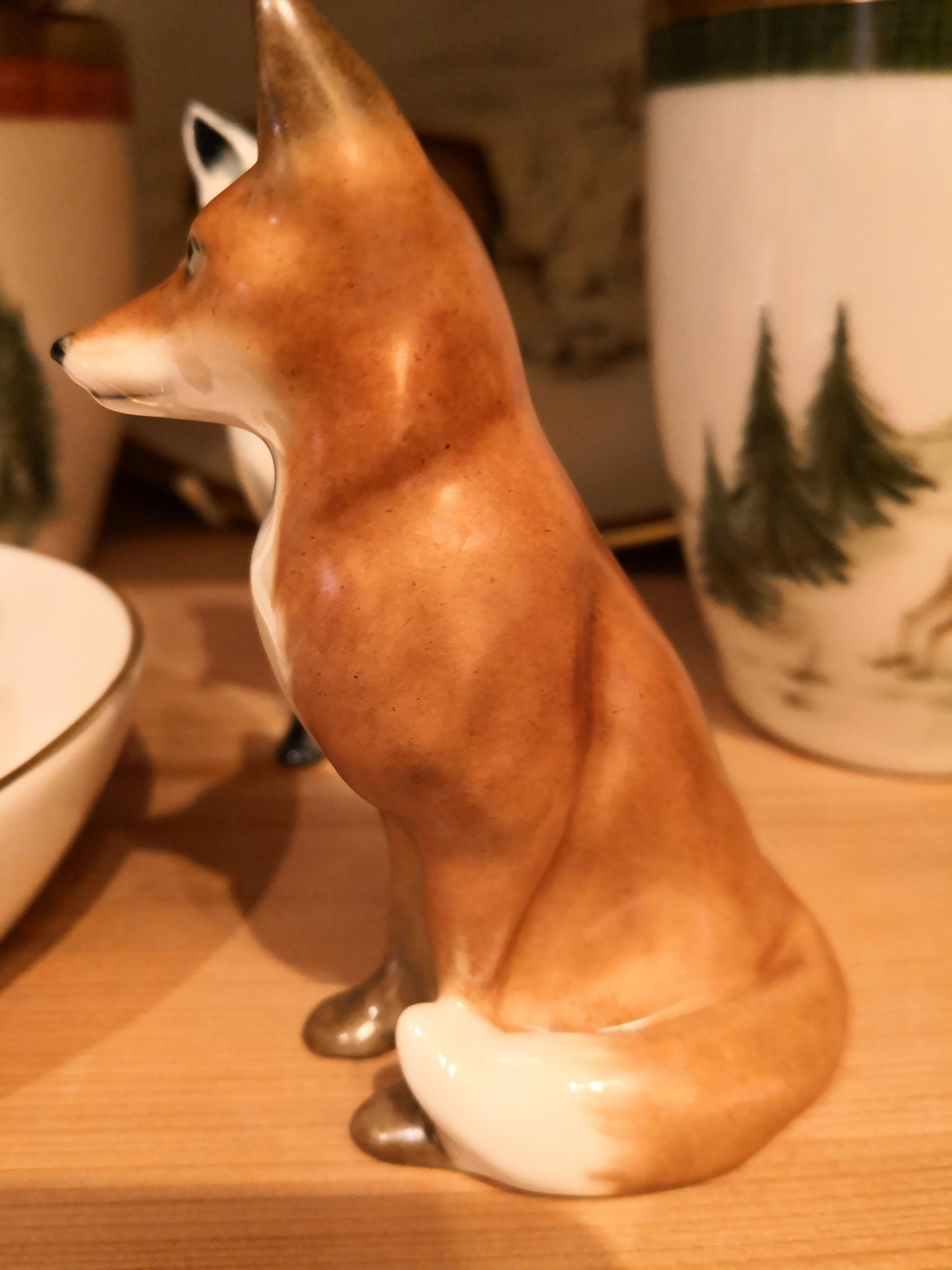 German Black Forest Porcelain Figure Fox Handpainted Sofina Boutique Kitzbuehel For Sale
