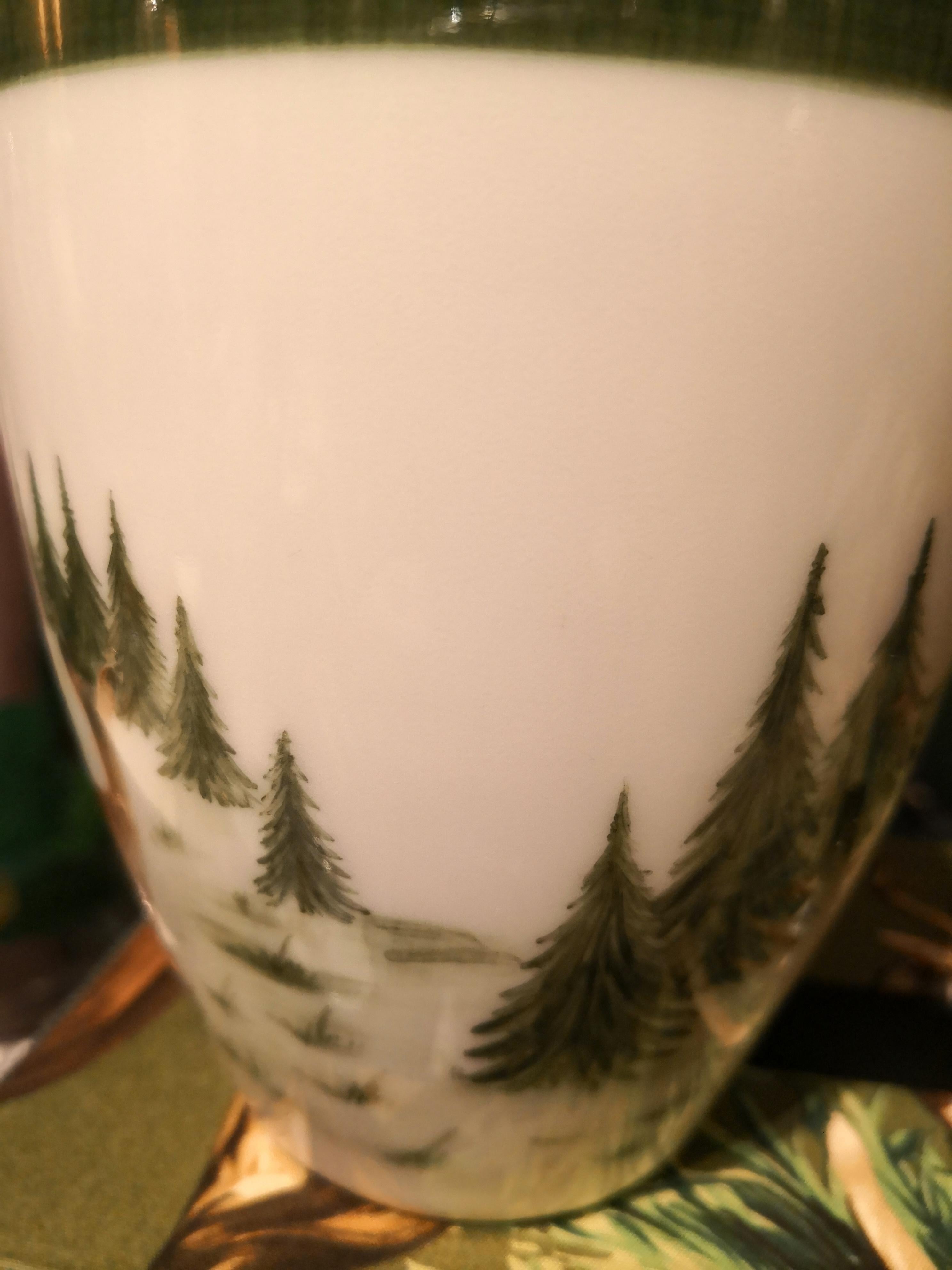 Contemporary Black Forest Porcelain Vase Hunting Decor Sofina Boutique Kitzbuehel For Sale