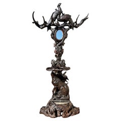Antique Black Forest - Rare Coat Rack With Dog & Pheasants