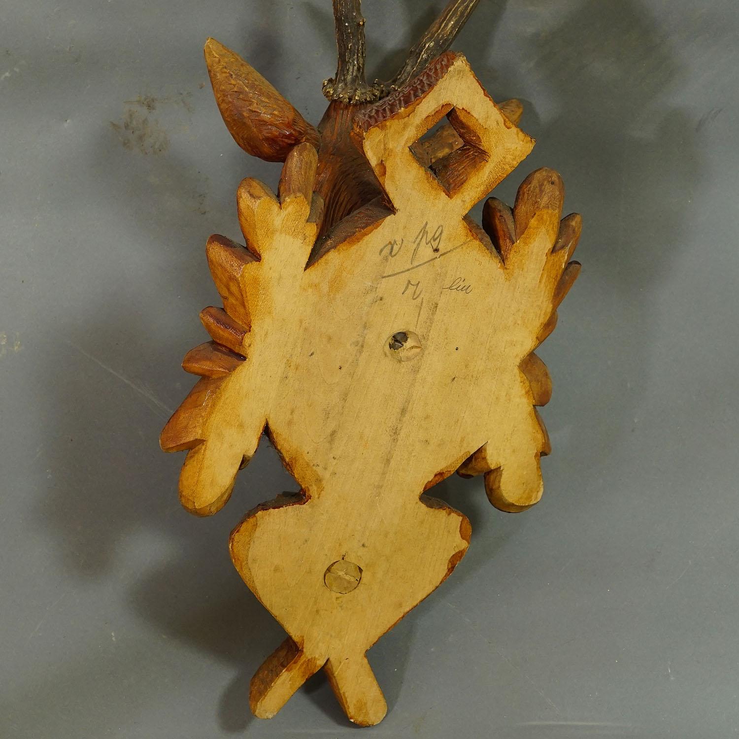 Antler Black Forest Rustic Carved Wooden Coat Hook with Deer