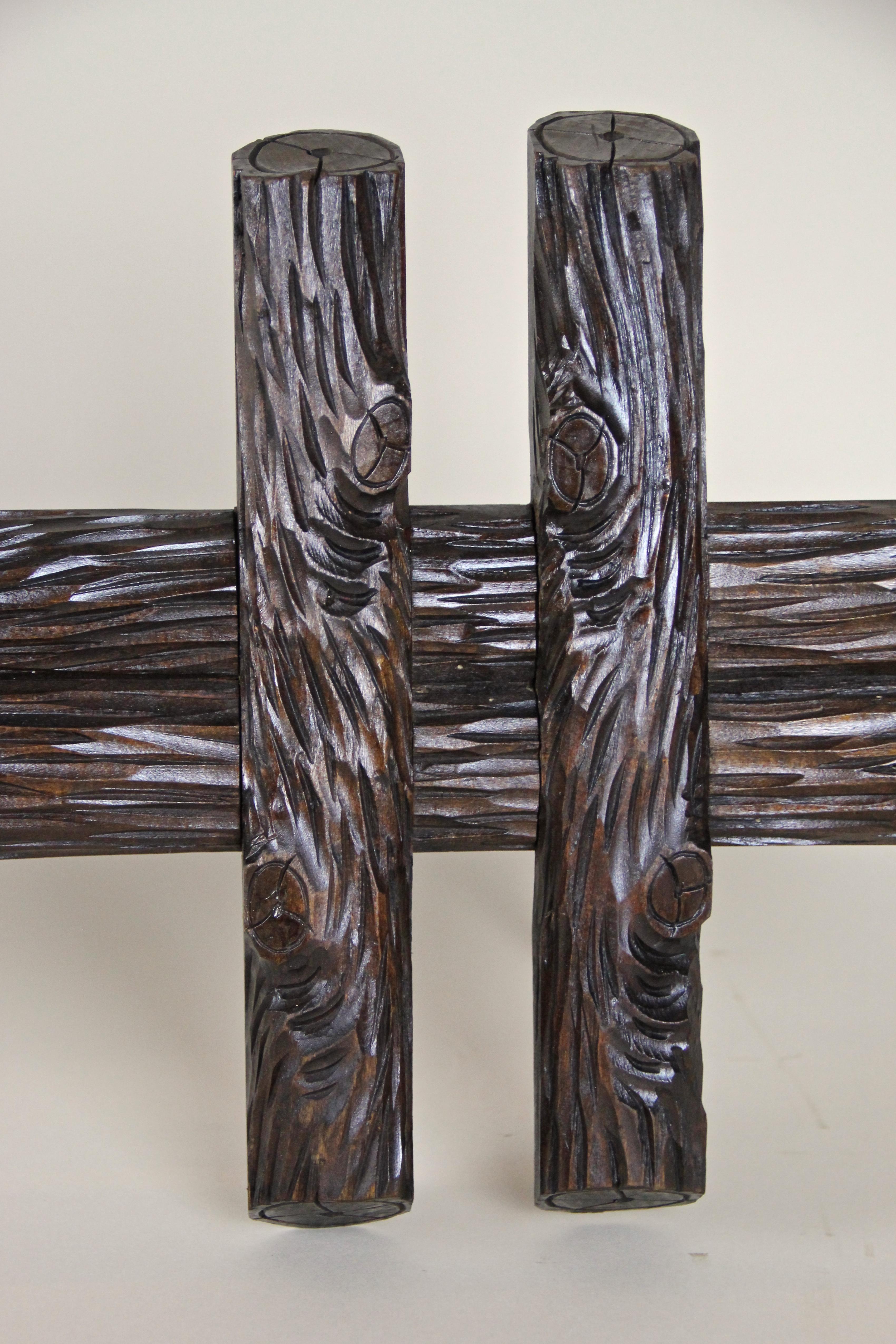 Black Forest Rustic Curtain Rods Hand Carved, Germany, circa 1880 2