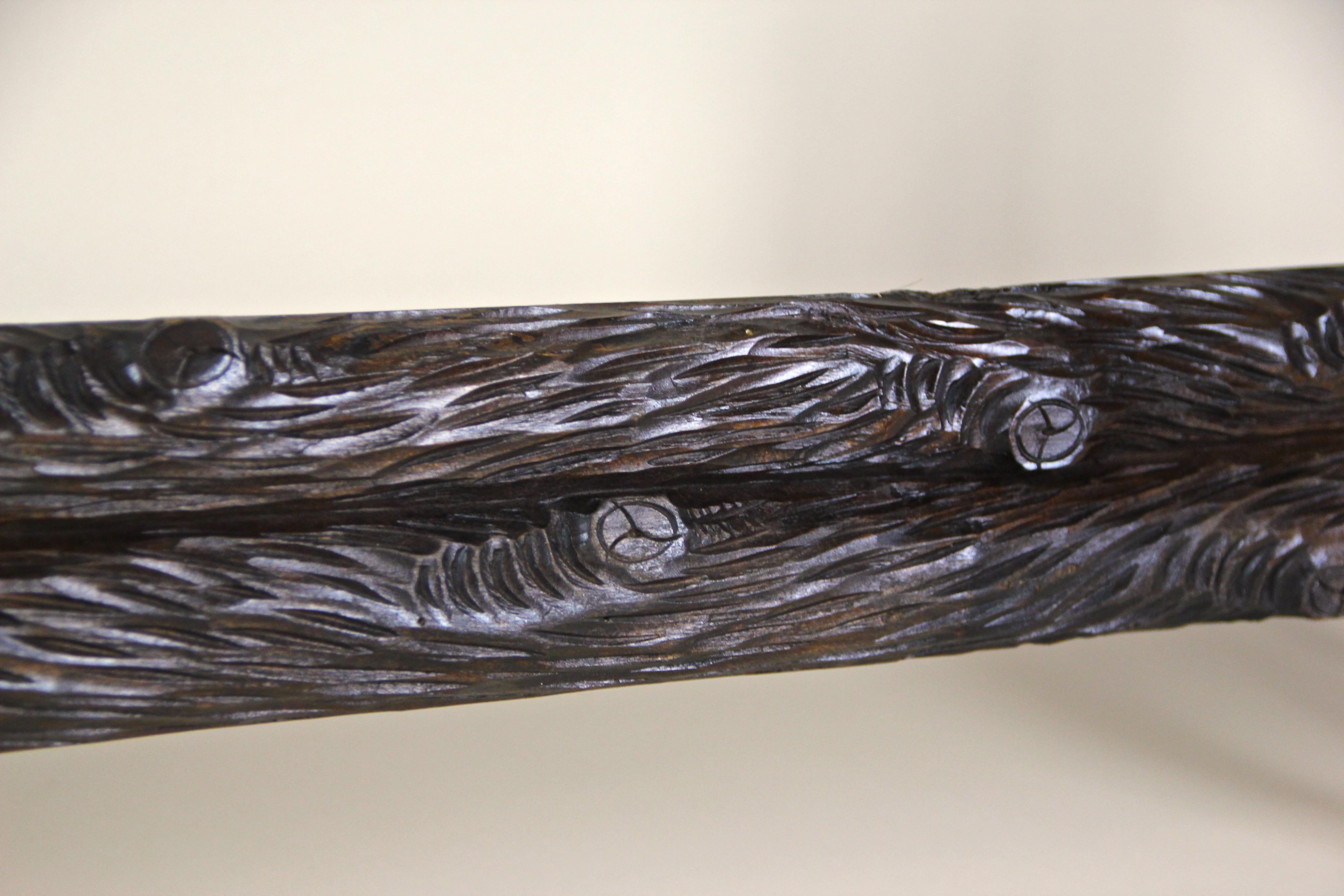 Black Forest Rustic Curtain Rods Hand Carved, Germany, circa 1880 3
