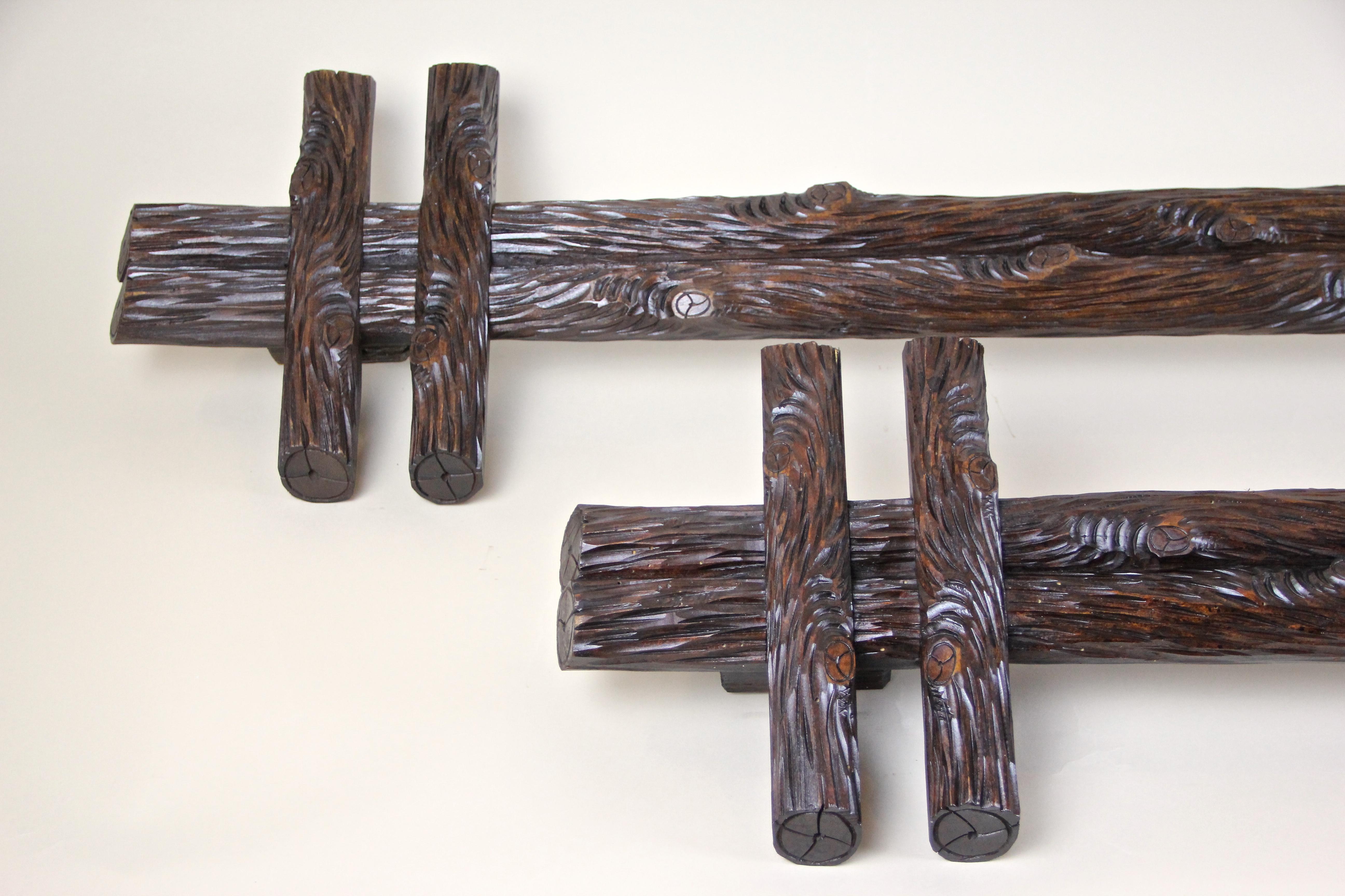 Black Forest Rustic Curtain Rods Hand Carved, Germany, circa 1880 4