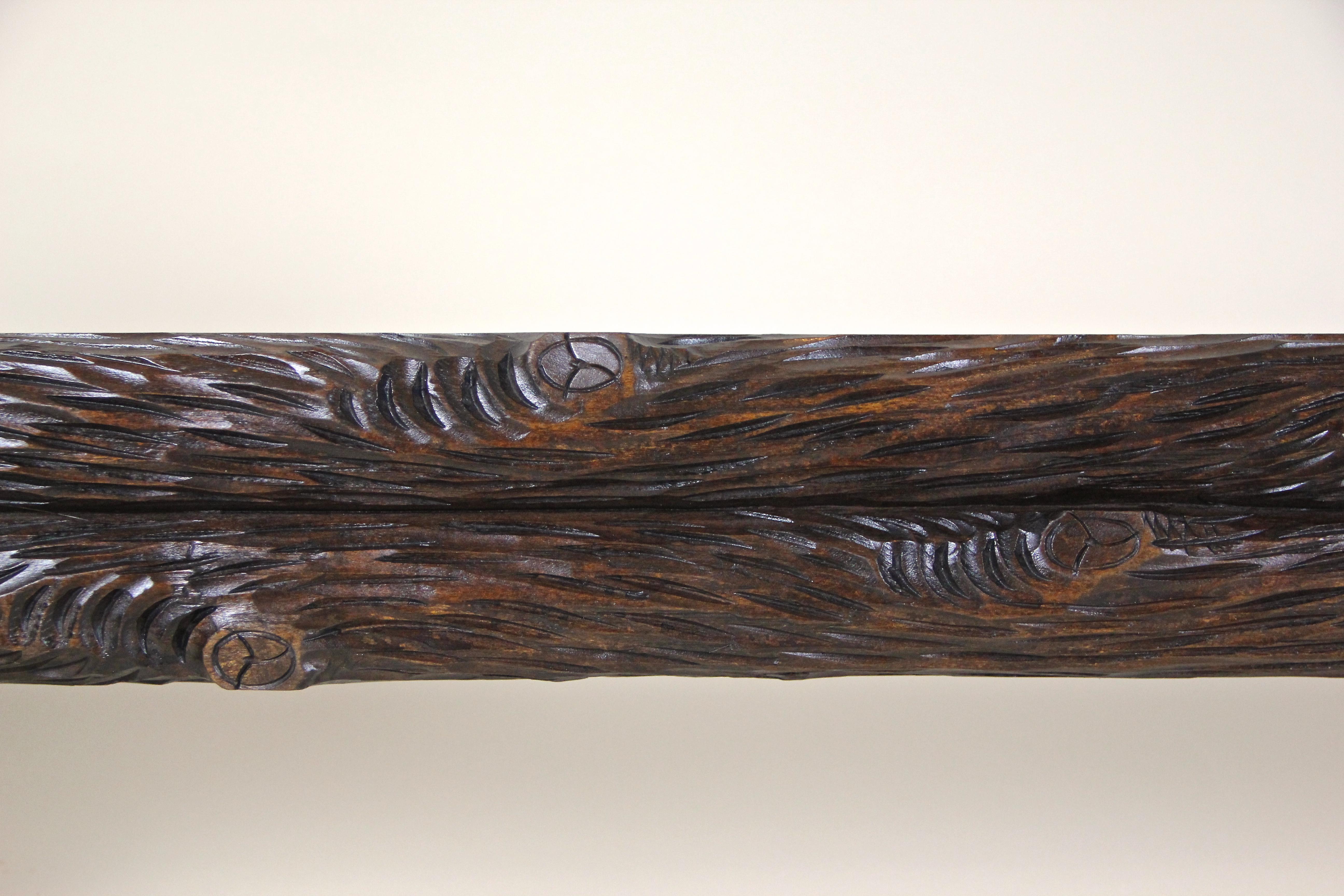 Black Forest Rustic Curtain Rods Hand Carved, Germany, circa 1880 5