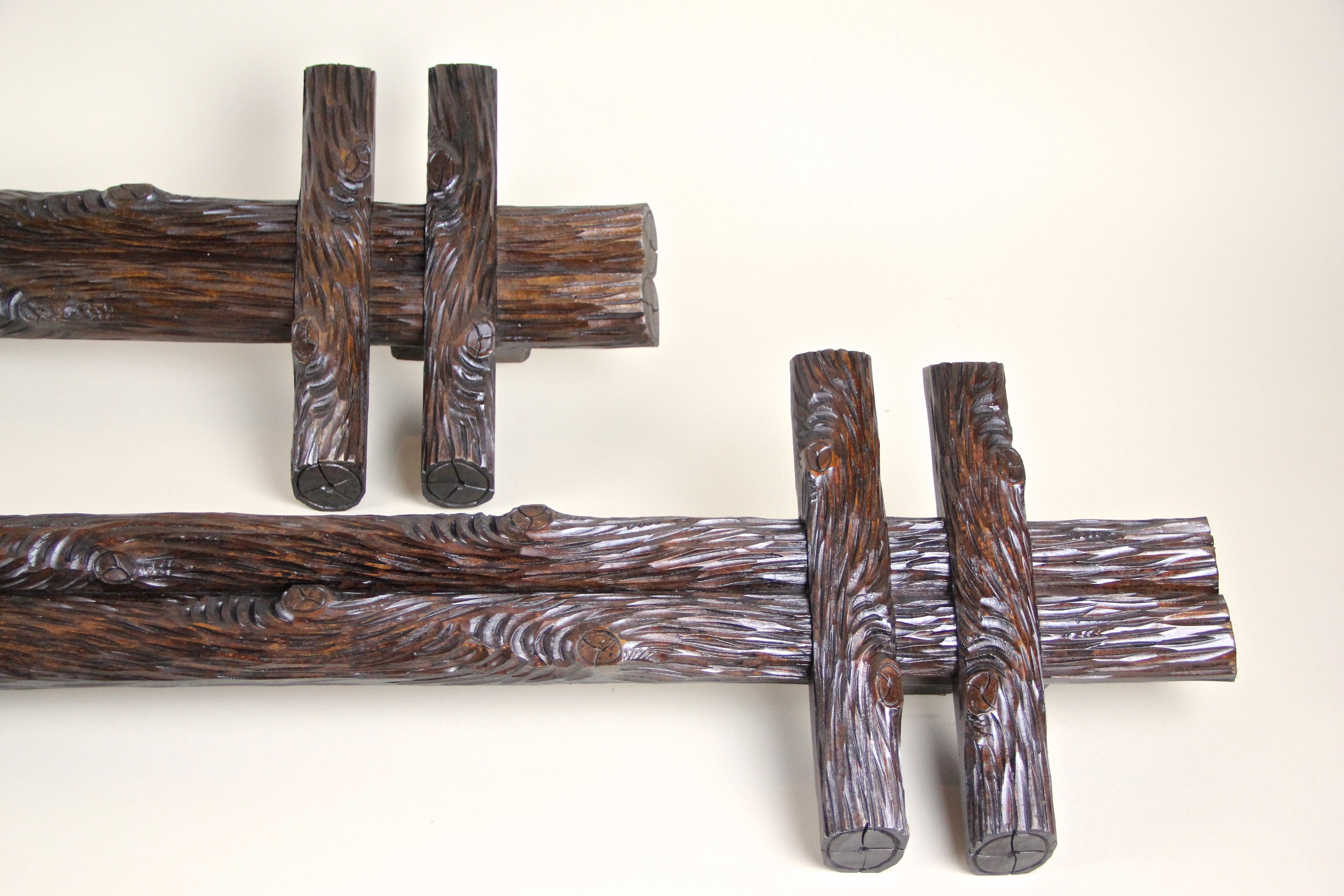 Black Forest Rustic Curtain Rods Hand Carved, Germany, circa 1880 6