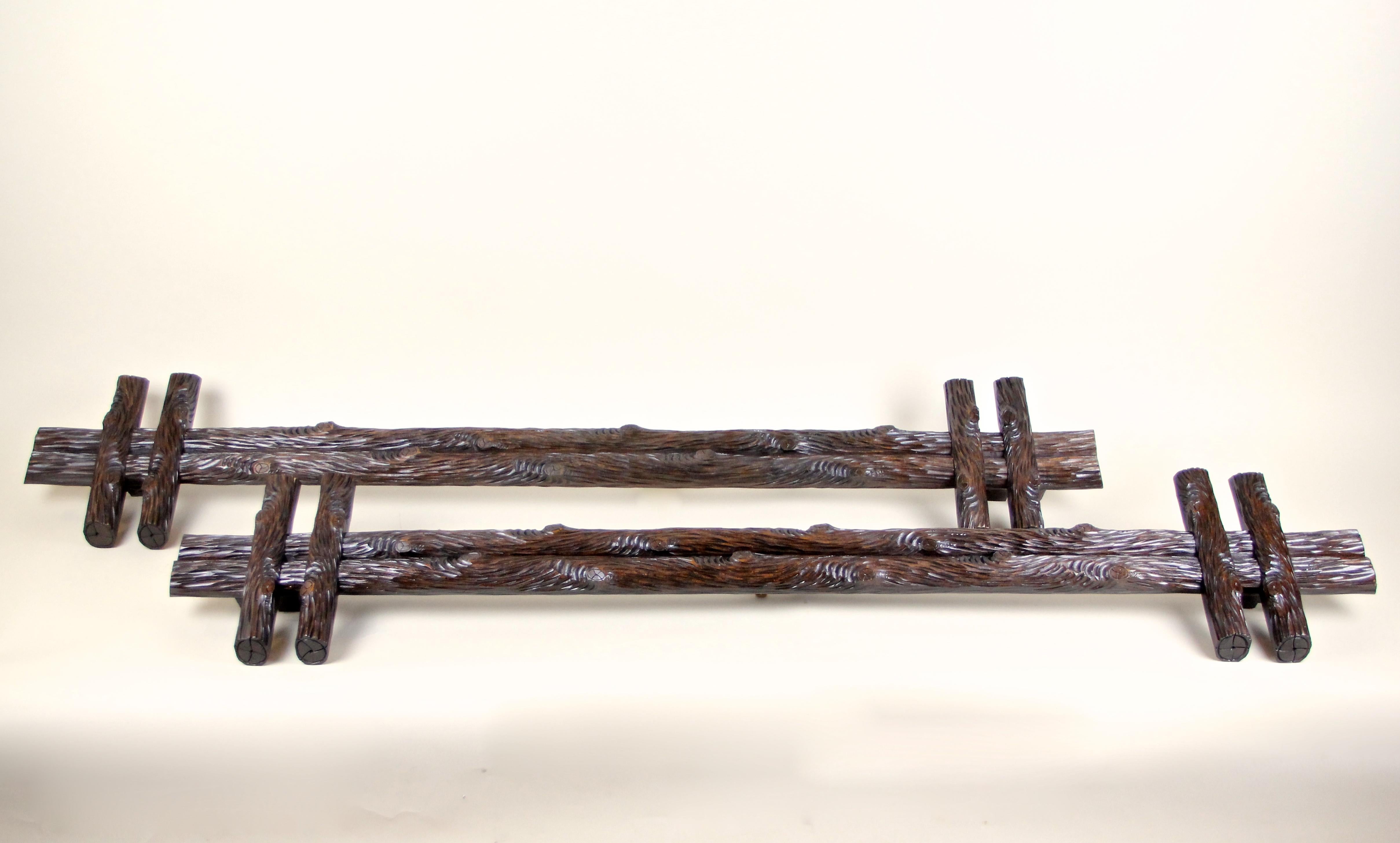 Black Forest Rustic Curtain Rods Hand Carved, Germany, circa 1880 9