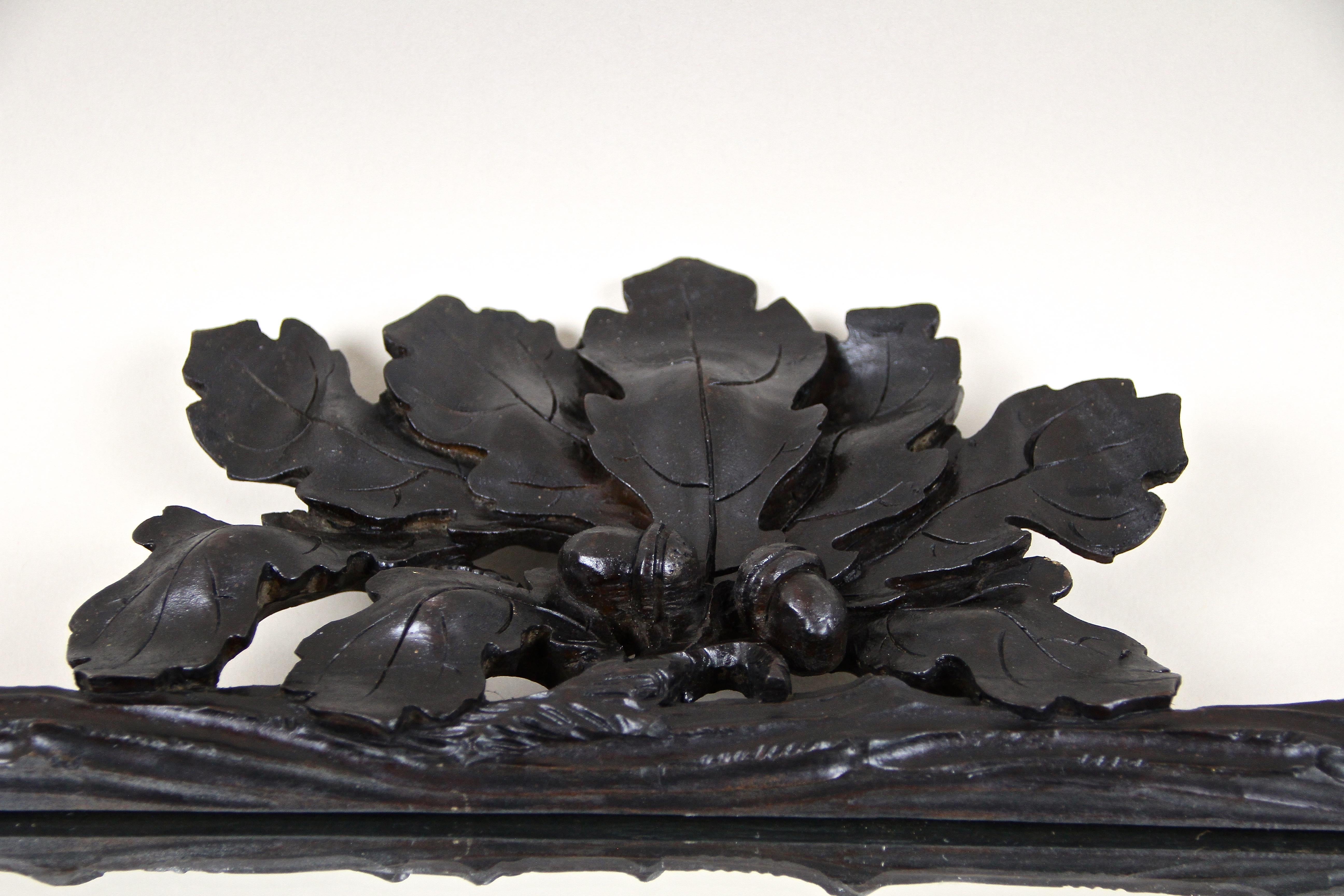 Black Forest Rustic Mirror With Oak Leaves/ Acorn Carvings, Austria, circa 1870 For Sale 9