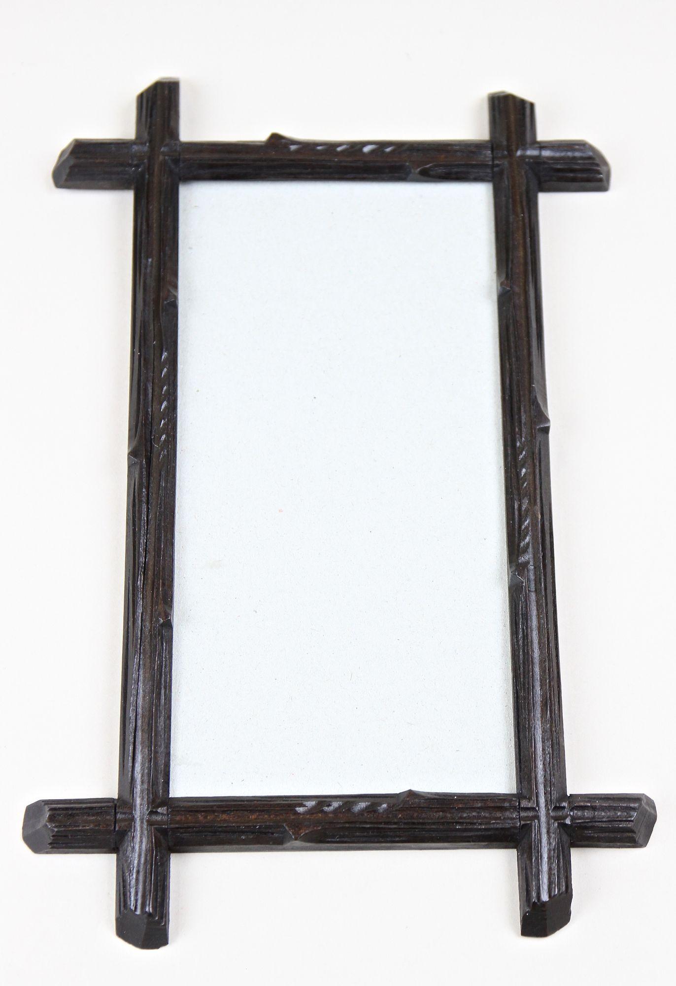 Black Forest Rustic Photo Frame with Original Glass Plate, Austria, circa 1880 For Sale 2