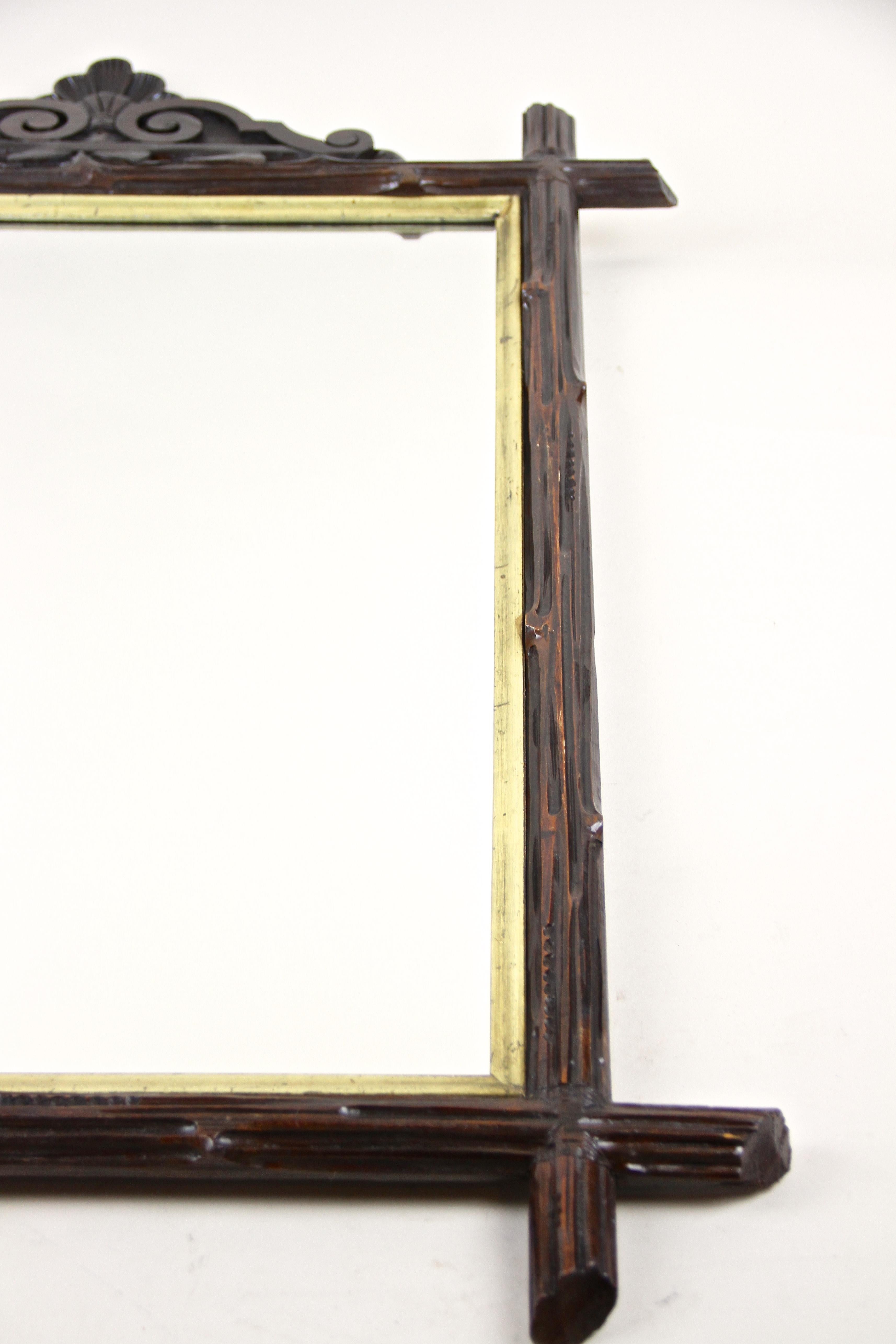 Black Forest Rustic Wall Mirror Bass Wood, Austria, circa 1880 For Sale 5